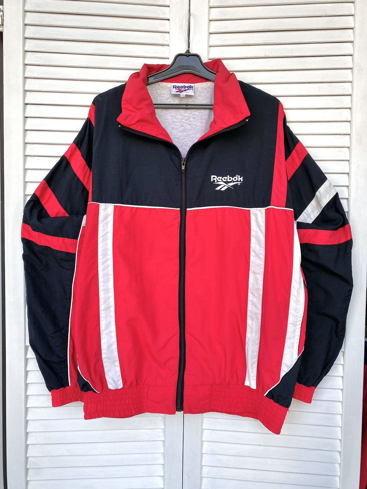 Reebok × Vintage Vintage Reebok Track Retro Jacket Striped 90s 80s Red Size US L / EU 52-54 / 3 - 10 Thumbnail