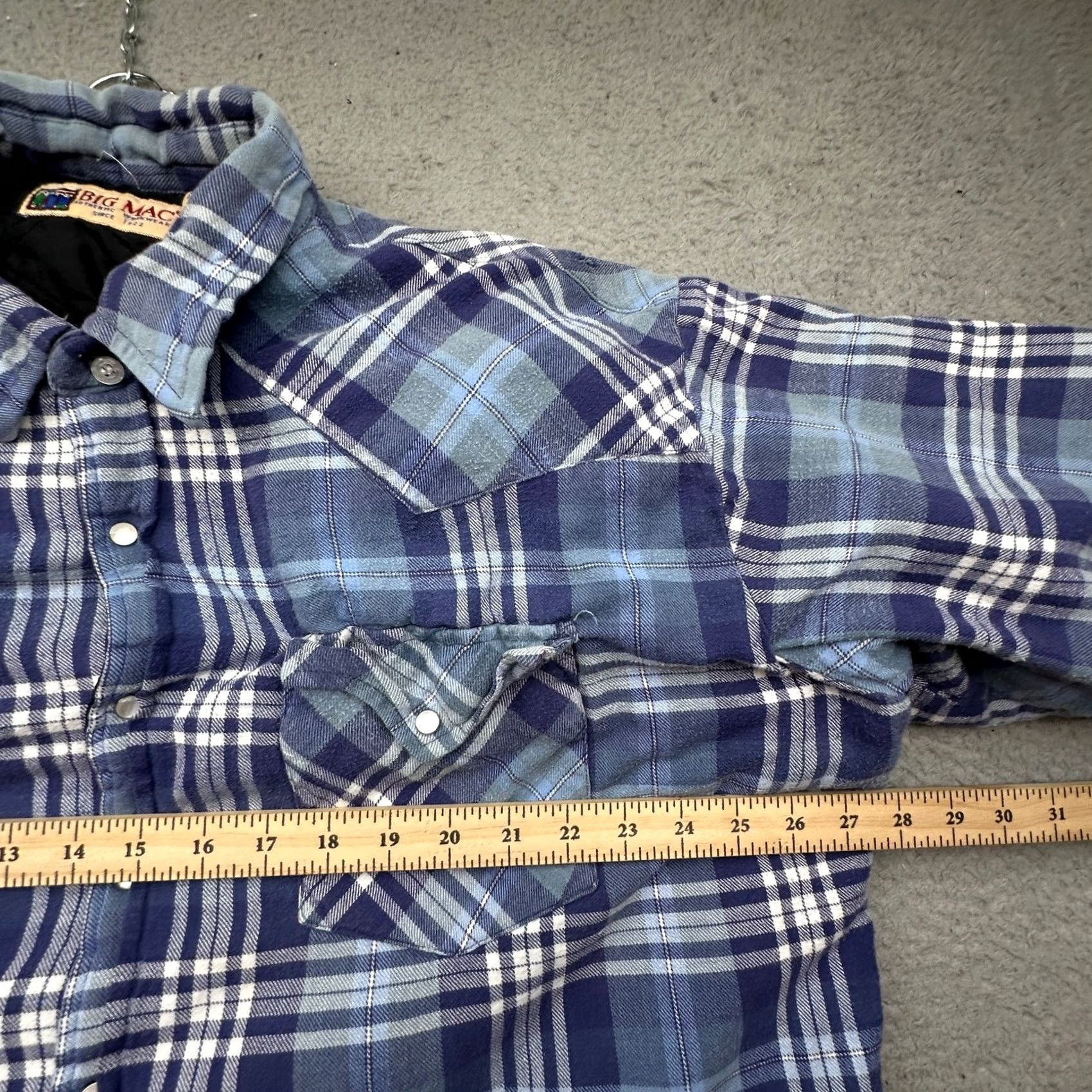 Vintage VINTAGE Big Mac Shirt Plaid 2XLT Long Sleeve Pearl Snap Quilted Lined Knit Cotton Nylon Polyester Men Blue 90s Shirt Mens Size US XXL / EU 58 / 5 - 6 Thumbnail