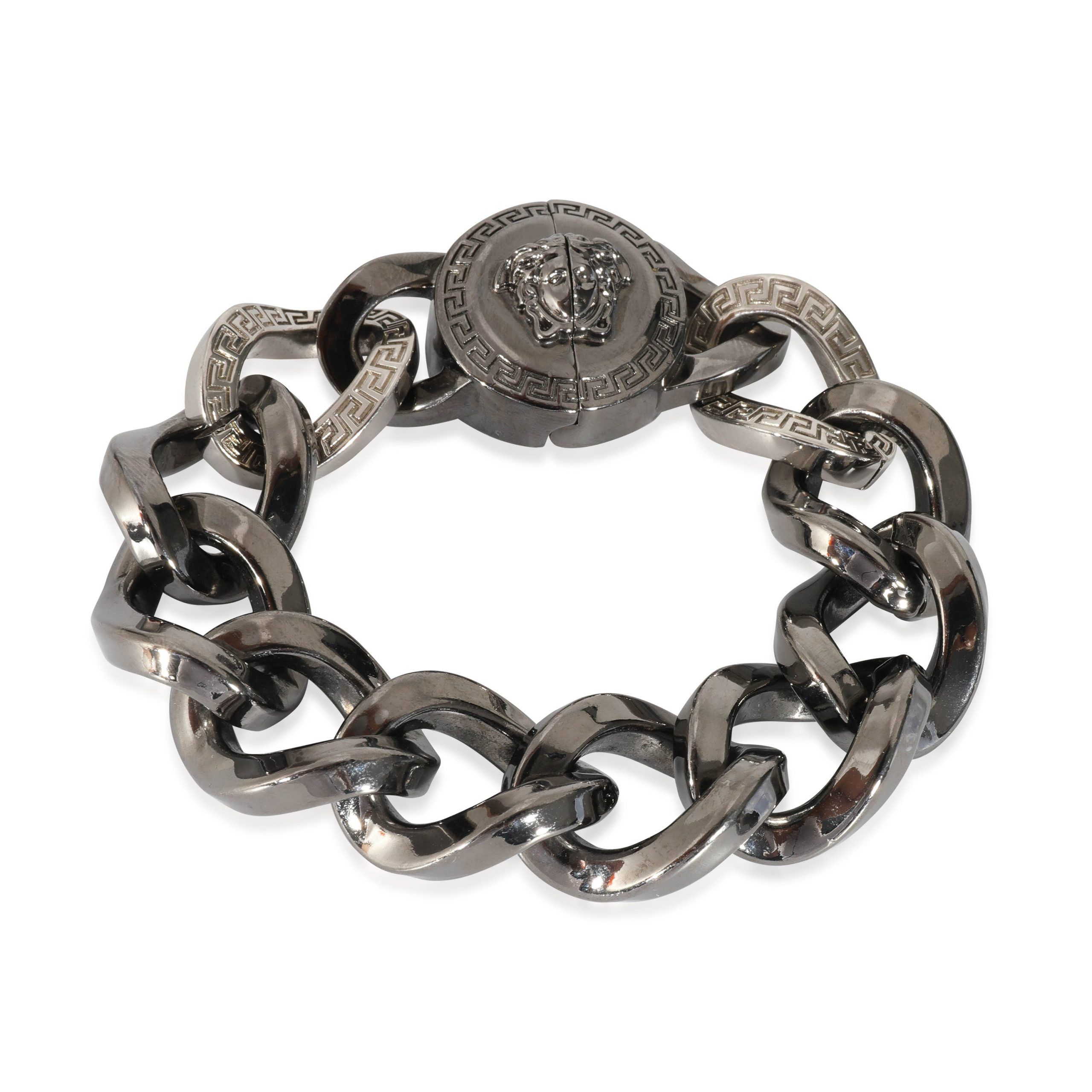 image of Versace Medusa Palladium Plated Chain Bracelet in Silver, Women's