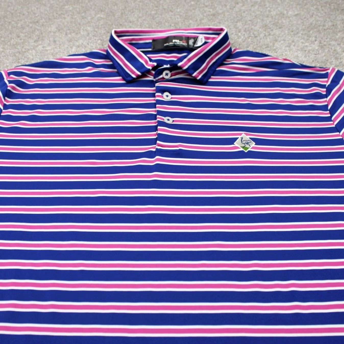 RLX Ralph Lauren RLX Ralph Lauren Polo Shirt Mens XL Striped Blue Pink Short Sleeve Golf Casual Athletic Size US XL / EU 56 / 4 - 5 Thumbnail