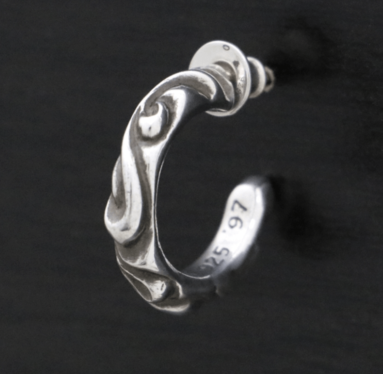 image of Chrome Hearts Scroll Hoop Earring in Silver, Women's