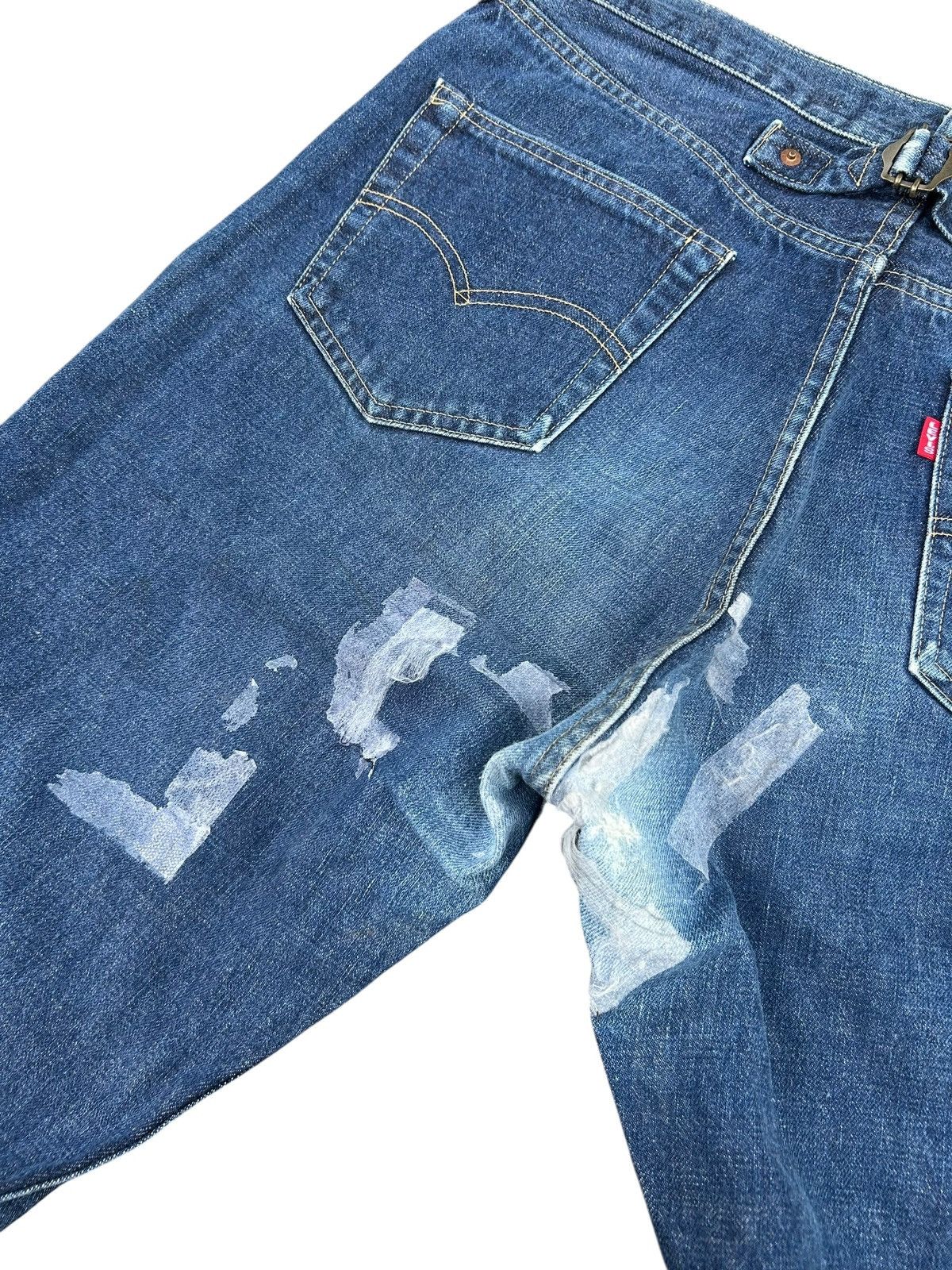 Kapital Vintage Levis Big E Selvedge Buckle Back Distressed Denim Size US 35 - 17 Thumbnail