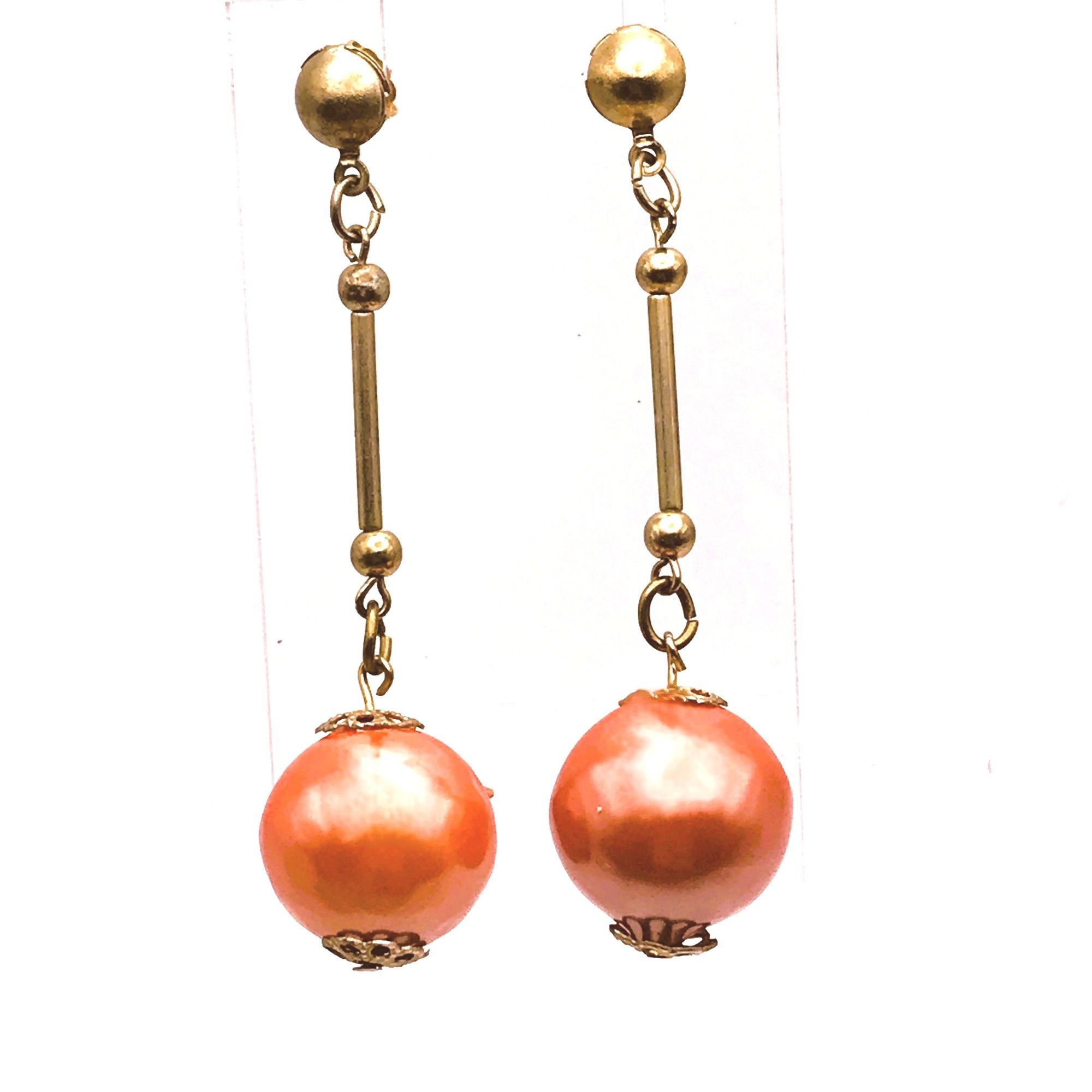 Vintage Frosted Orange Dangle Drop Earrings Groovy Go Go Dancer Size ONE SIZE - 2 Thumbnail