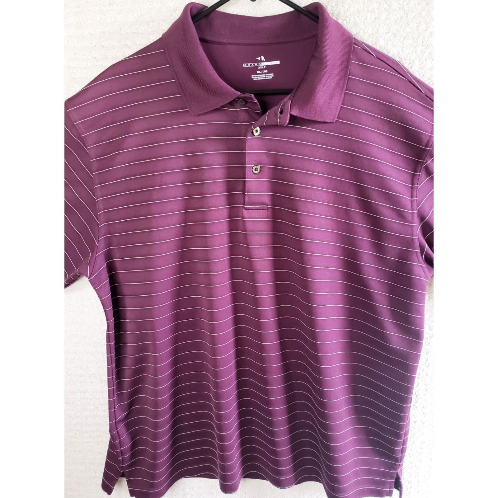 Vintage VINTAGE Grand Slam Men XL Purple Striped Short Sleeve Polo Golf Shirt Size US XL / EU 56 / 4 - 2 Thumbnail
