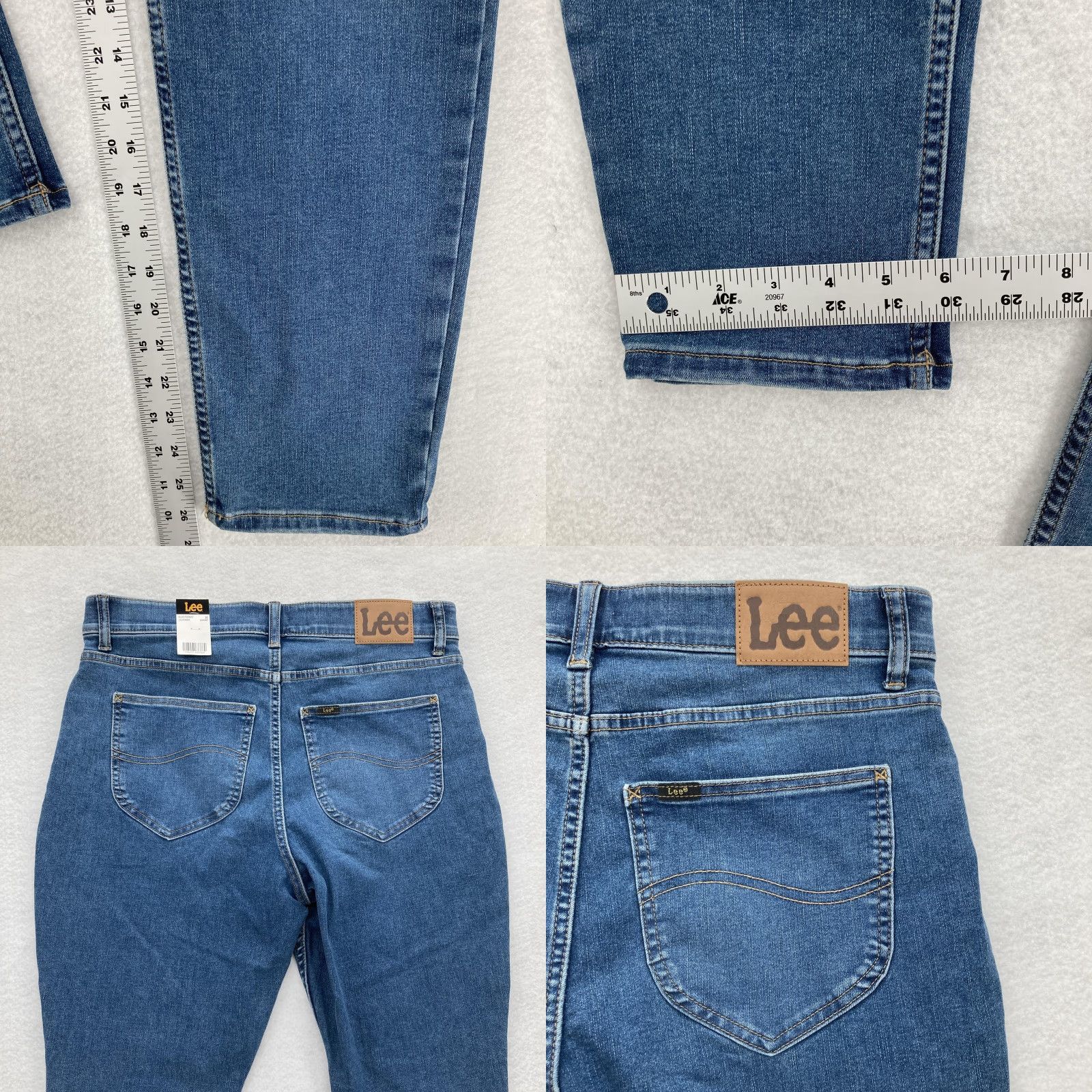 Lee Lee Jeans Womens 16 Short Blue Skinny Stretch Denim High Rise Waistband Casual Pants Size 38" / US 16 / IT 52 - 8 Thumbnail