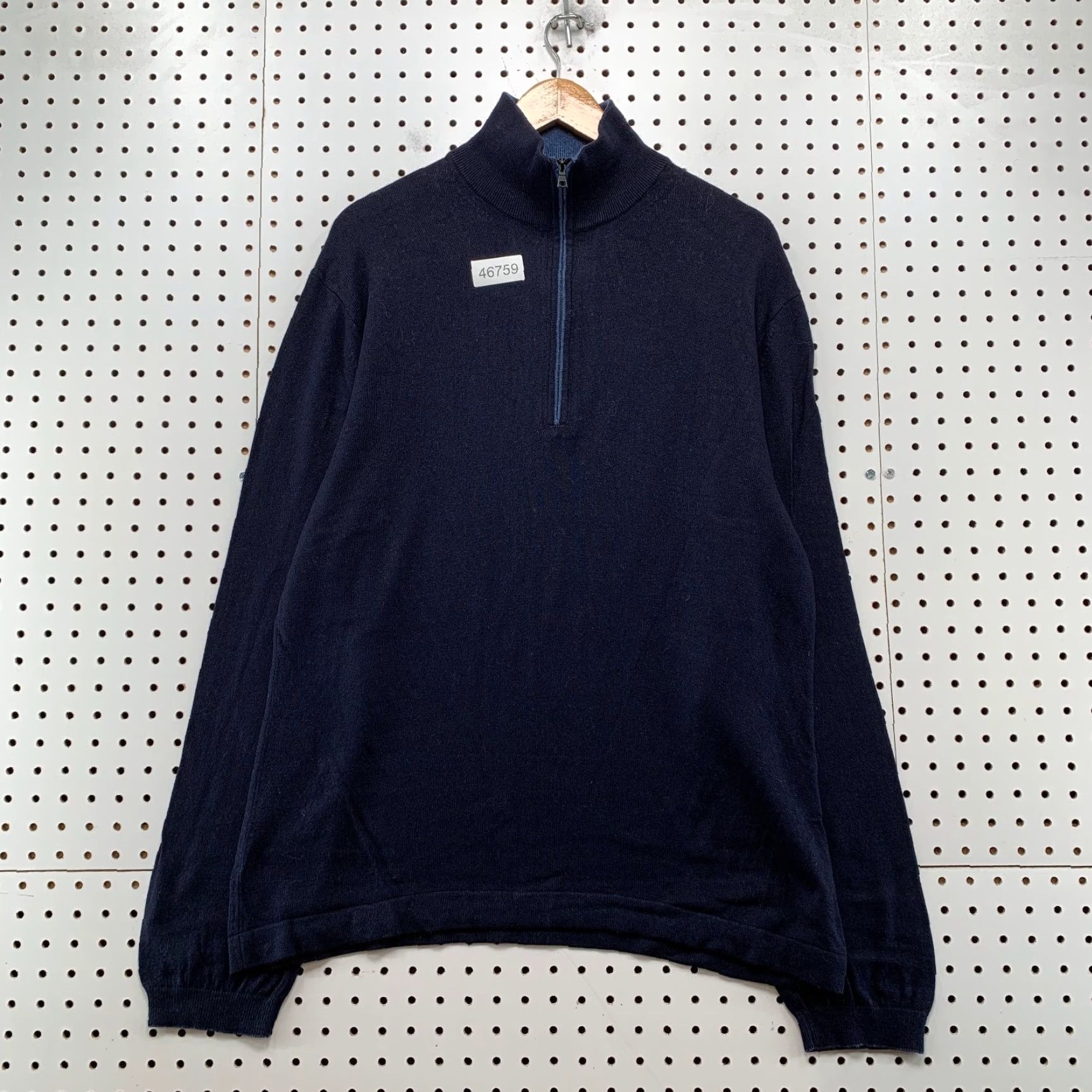 Banana Republic Banana Republic Silk Cashmere Sweater Mens XL Navy Blue 1/4 Zip Work Shirt Knit Mock Neck Long Sleeve Casual Mens Size US XL / EU 56 / 4 - 2 Thumbnail