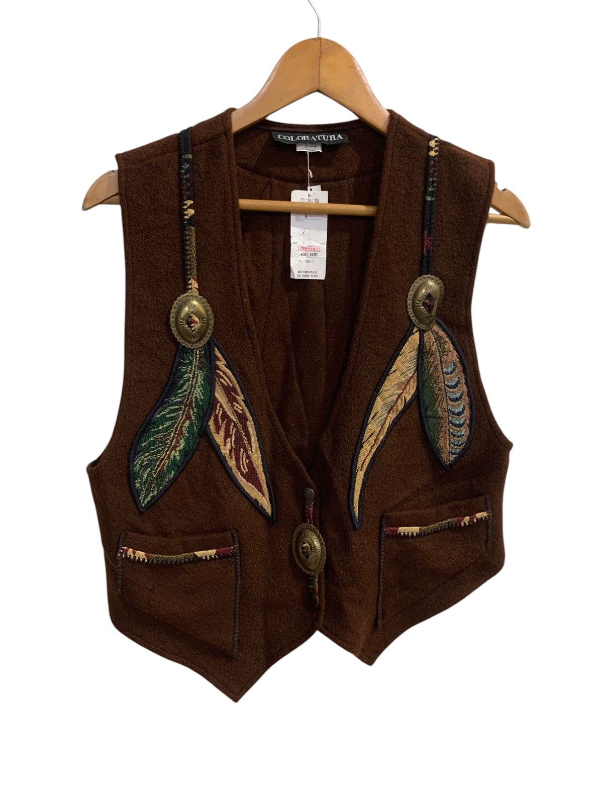 Native × Vintage Vintage Brown Wool Native American Feather Embroidery Size US M / EU 48-50 / 2 - 1 Thumbnail