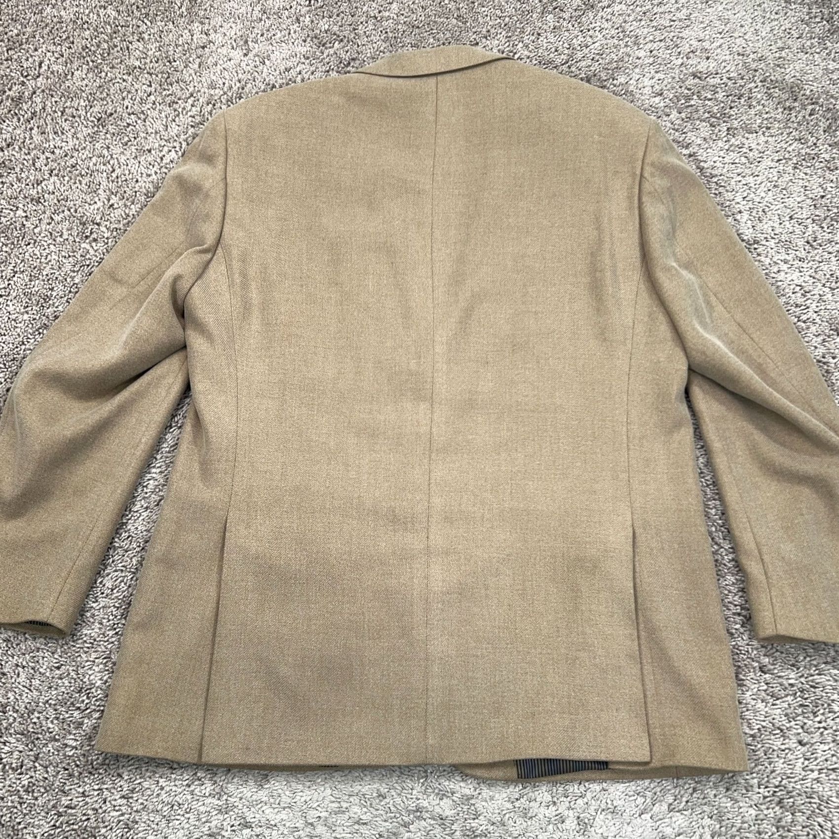 Vintage Savile Row Jacket Mens 44 Beige Carmel Suit Sport Coat Formal London Wedding Size 44R - 6 Thumbnail