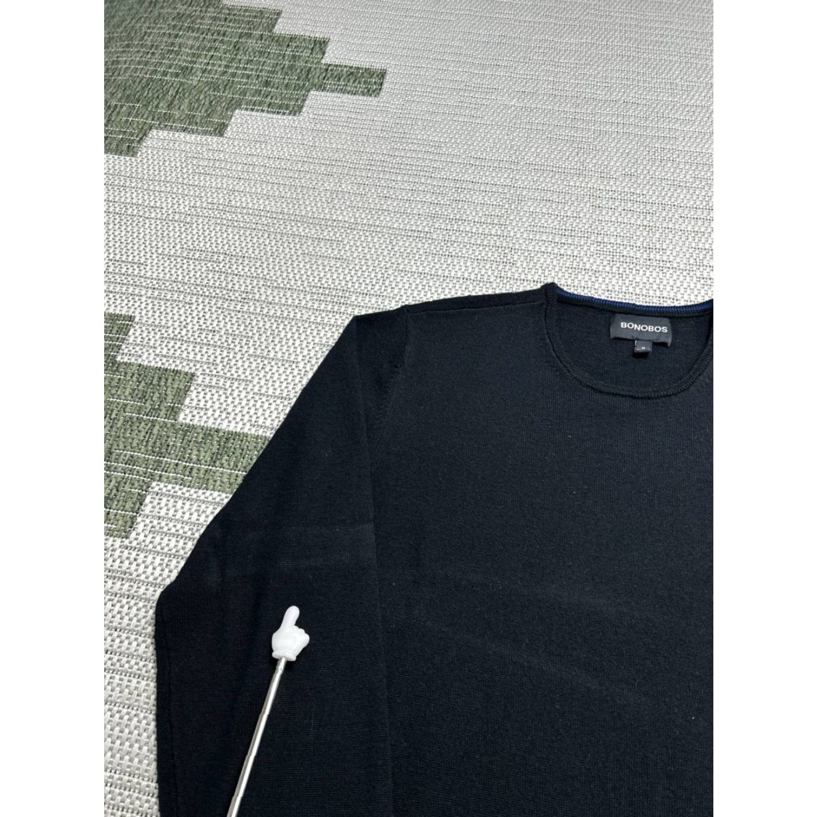Bonobos Bonobos Mens Sweater Medium Black Merino Wool Knit Pullover Size US M / EU 48-50 / 2 - 7 Thumbnail