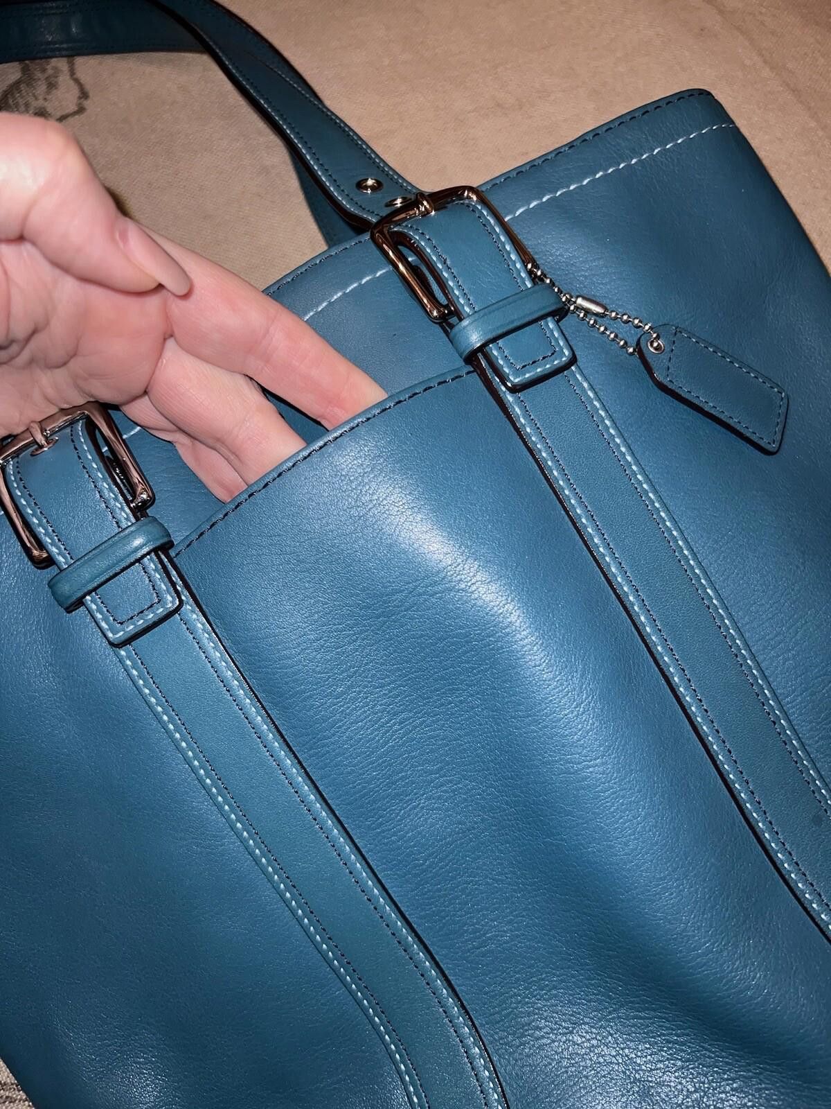 Coach SPRING Teal Peacock Blue Coach Bag Tote Purse Carry All Zip Size ONE SIZE - 12 Thumbnail