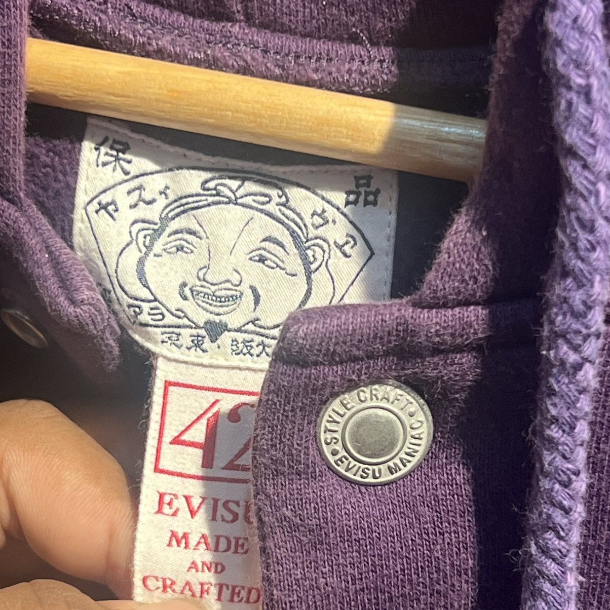 Evisu “EVISU” BUTTON UP EMBROIDERY HOODIE Size US L / EU 52-54 / 3 - 6 Thumbnail