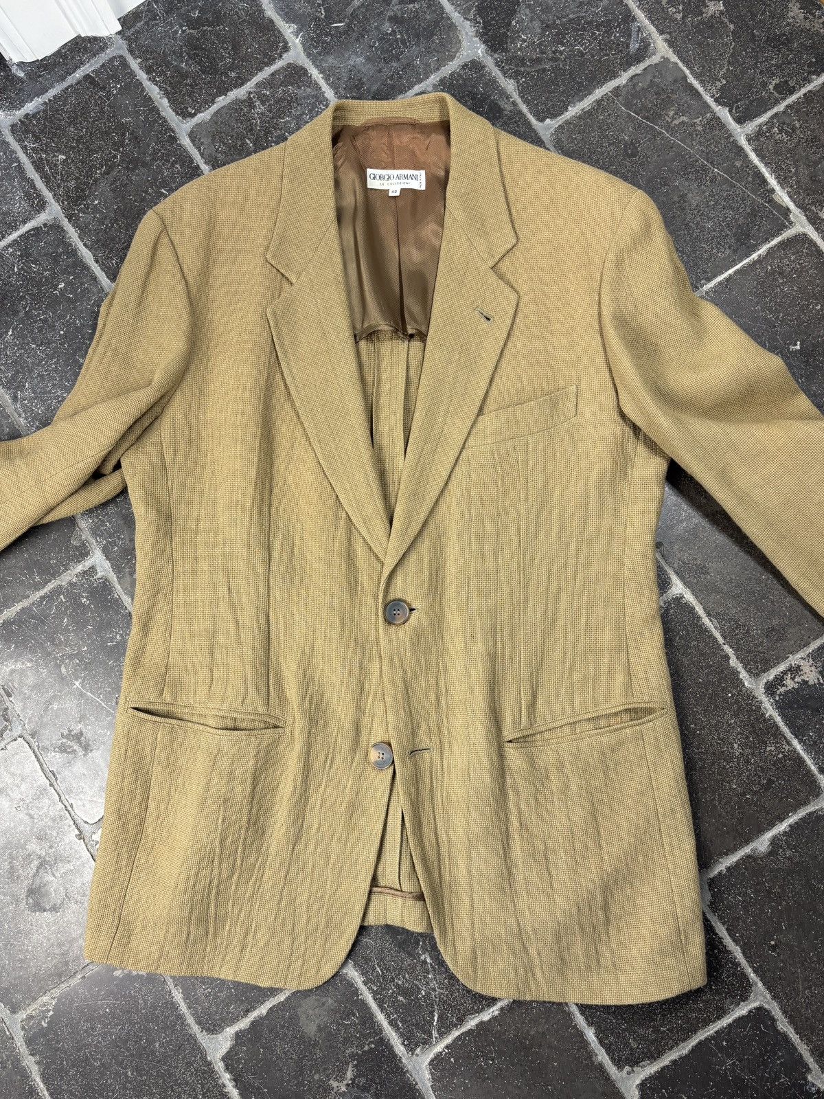 Giorgio Armani 90s Giorgio Armani Linen Jacket Vintage Le Collezioni Blazer Size 40R - 2 Thumbnail