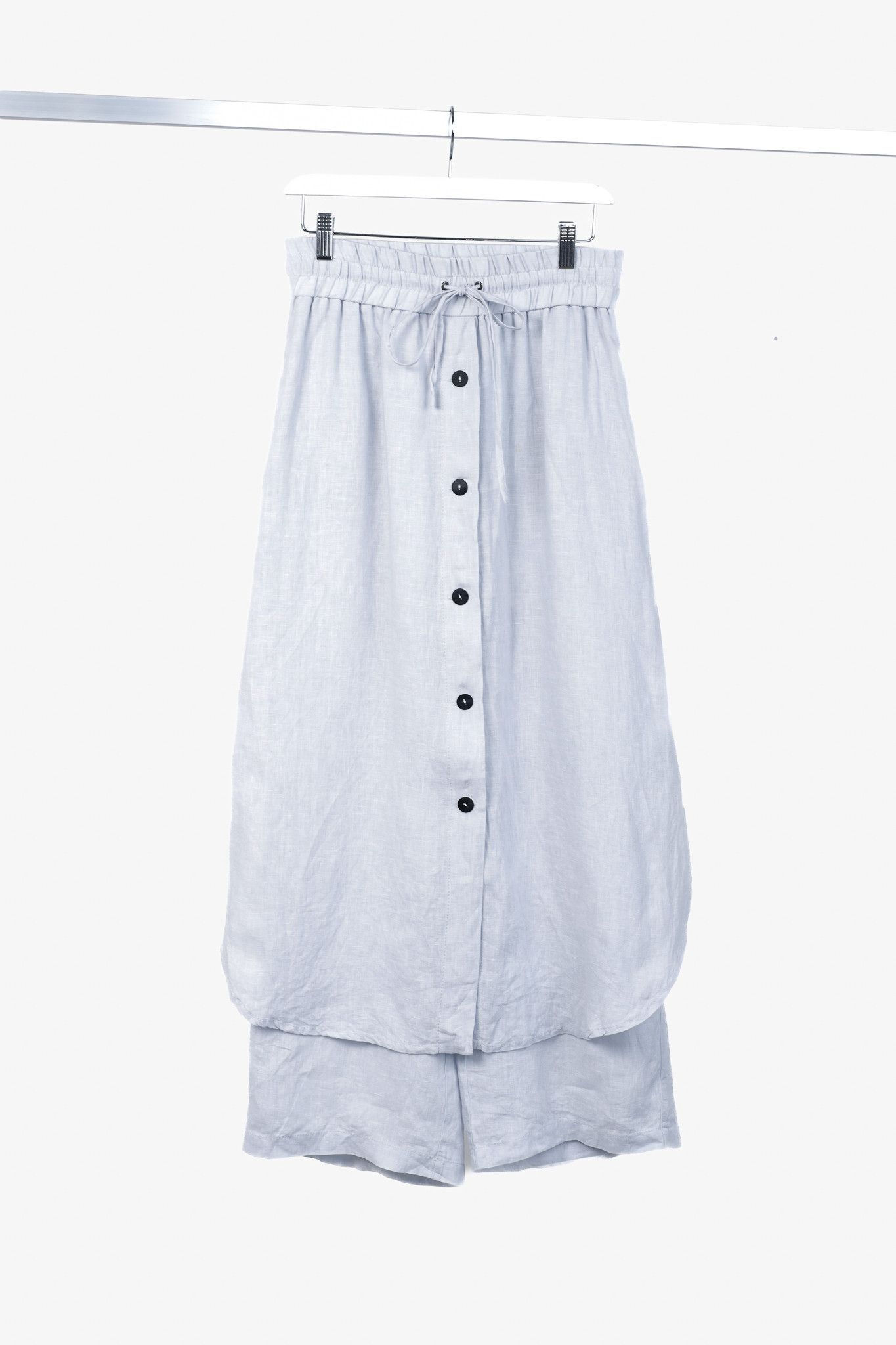 Sarah Pacini Sarah Pacini Light Grey Buttoned Linen Pantskirt Size 28" / US 6 / IT 42 - 1 Thumbnail