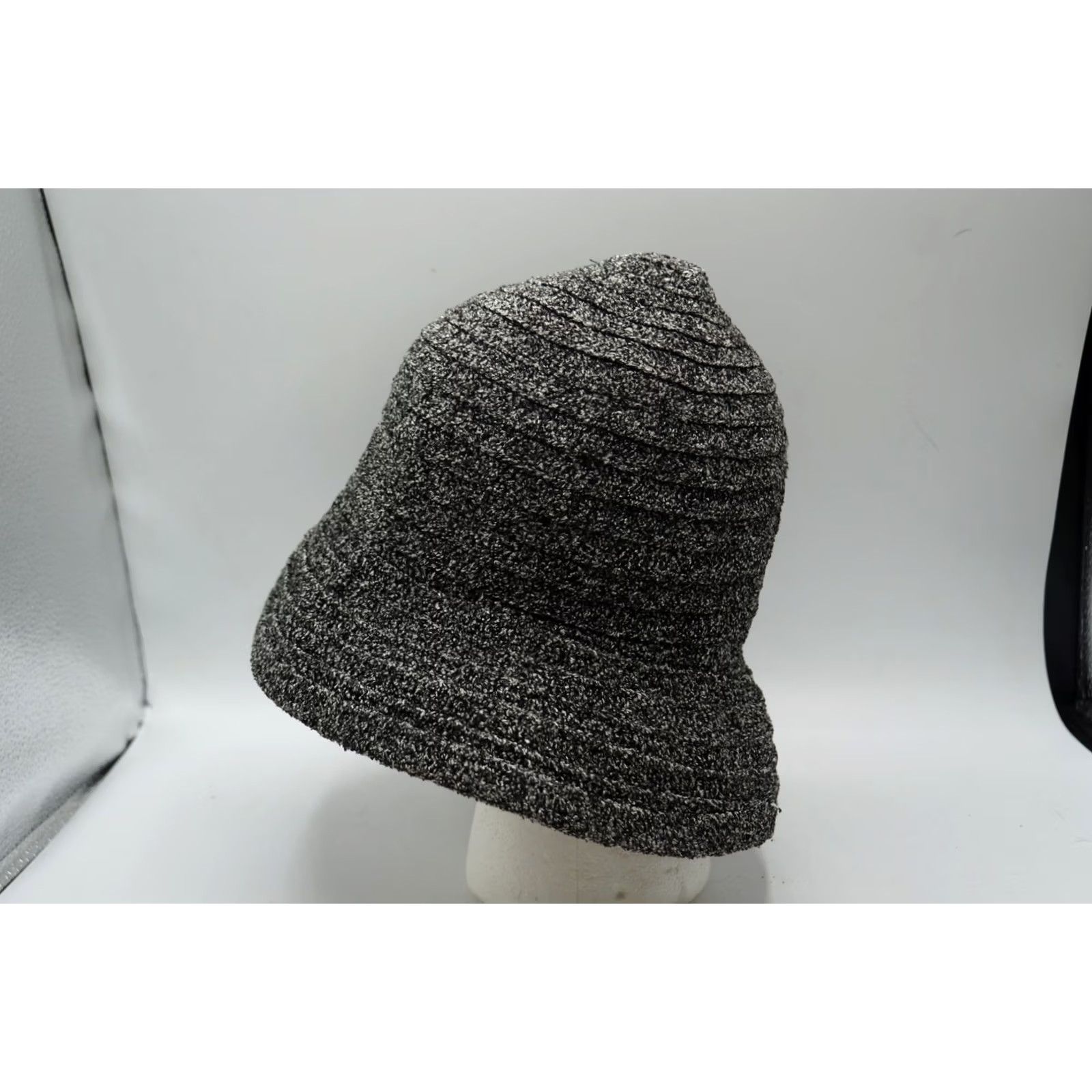 Vintage Betmar New York Women's Black Silver Metallic Knit Bucket Hat Size ONE SIZE - 2 Thumbnail