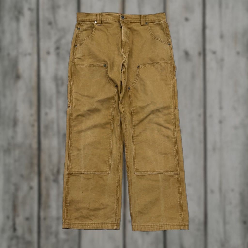 Vintage Craftsman Canvas Work Pants Men Size 34x30 Brown Carpenter Durable Retro
