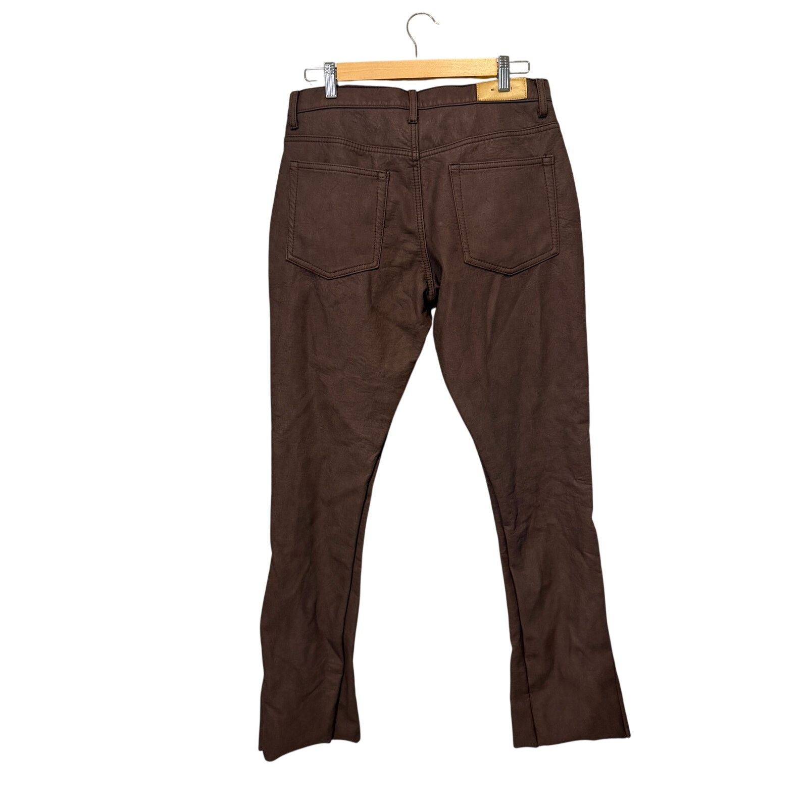 MNML MNML Brown Faux Leather Flare Pants Men’s Size 30 Size US 30 / EU 46 - 2 Thumbnail