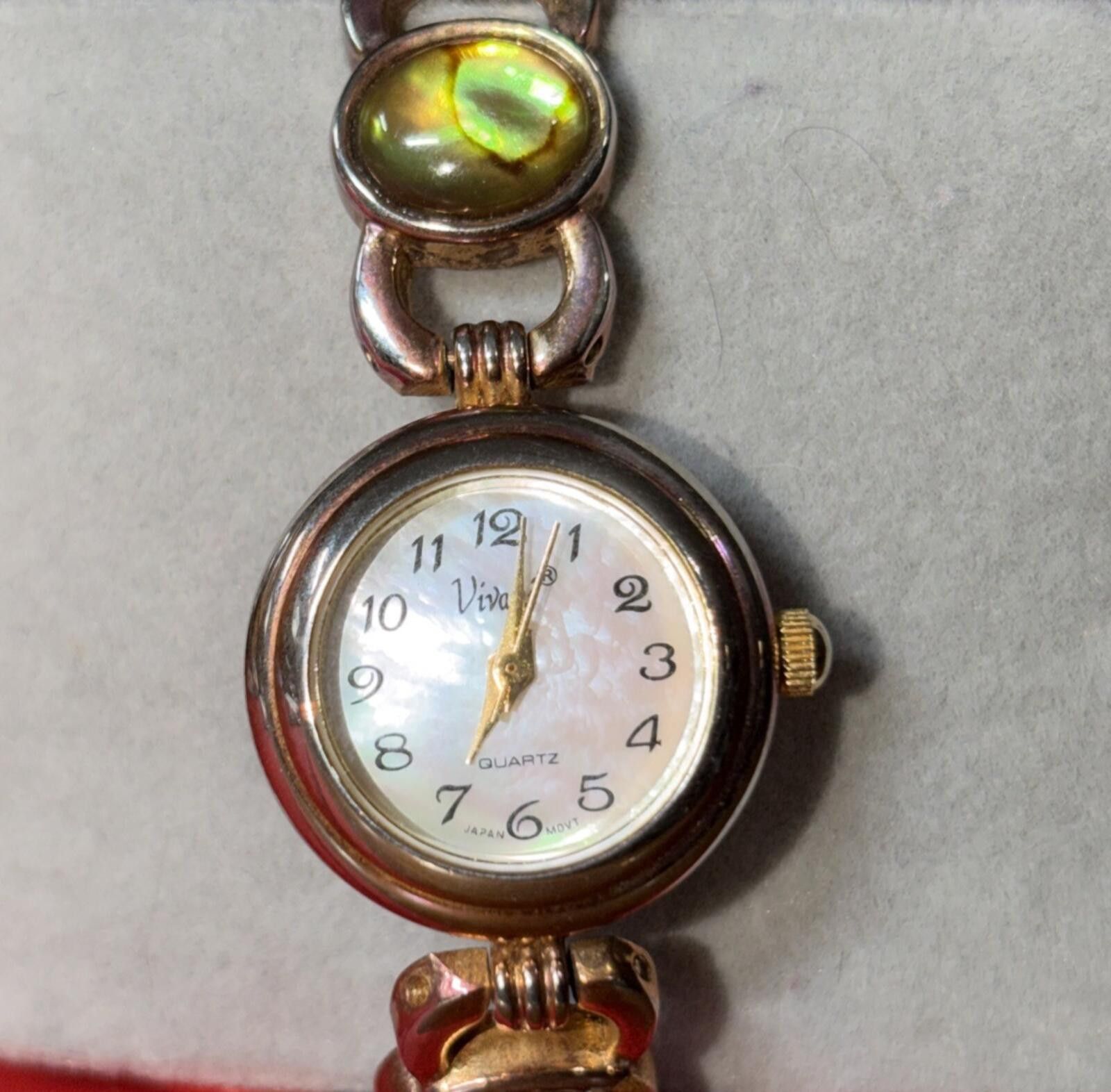 Other Ladies Vintage Vivian Watch Gemstone Bracelet Abalone Face Size ONE SIZE - 1 Thumbnail