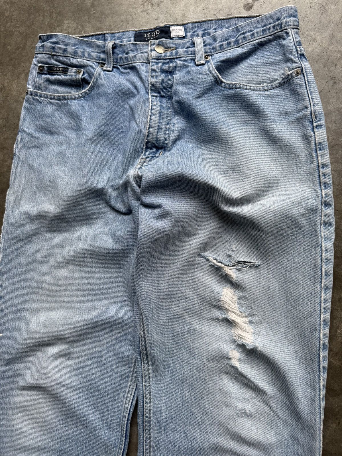 Izod × Vintage Vintage 90’s IZOD Baggy Light Wash Distressed Demin Size US 32 / EU 48 - 3 Thumbnail