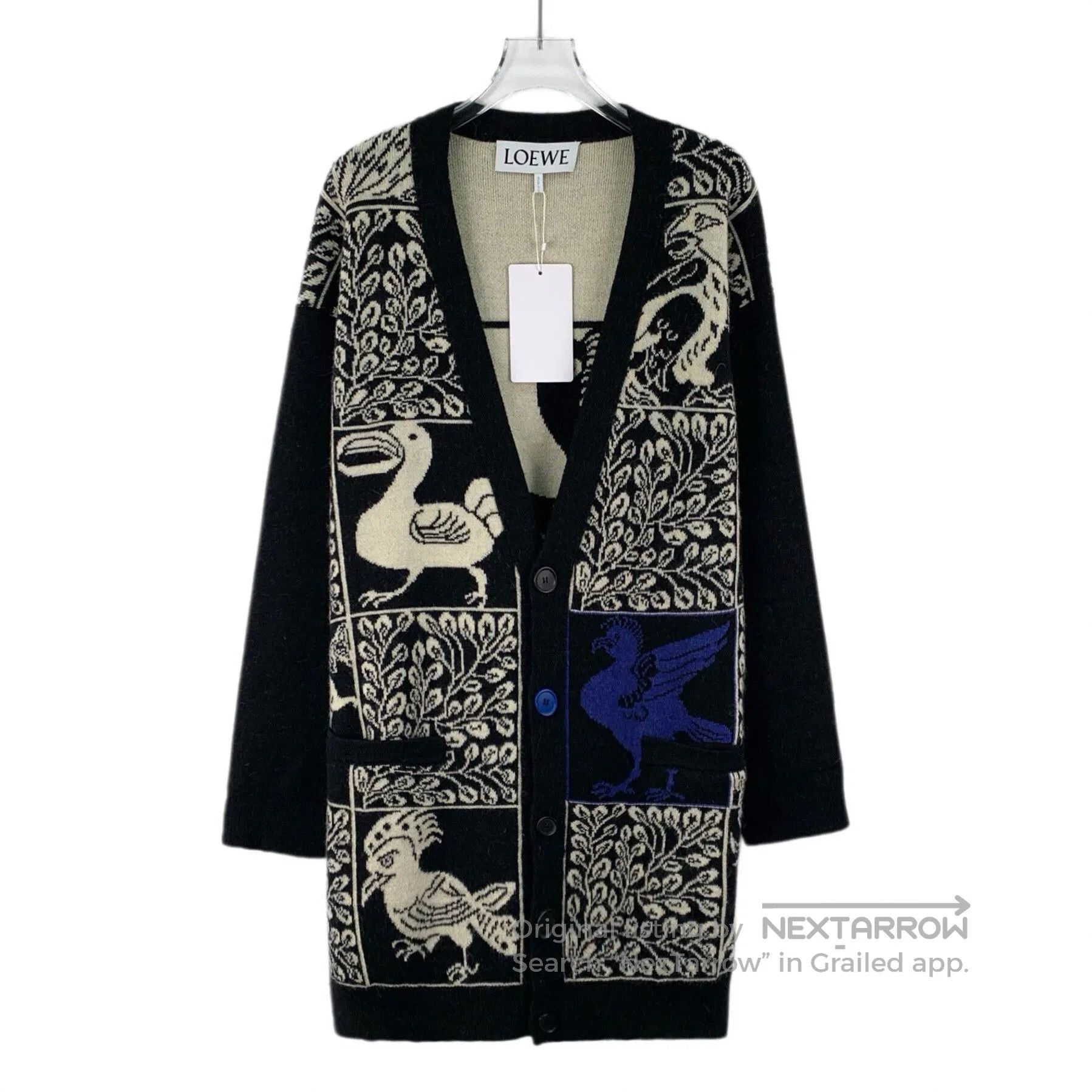 Loewe Loewe Black Floral Duck Intarsia Wool Cardigan. Size S / US 4 / IT 40 - 1 Thumbnail
