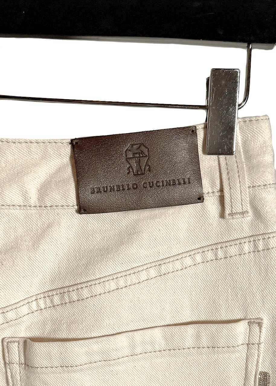 Brunello Cucinelli Brunello Cucinelli Beige Wide Leg Denim Jeans Size 26" / US 2 / IT 38 - 6 Thumbnail