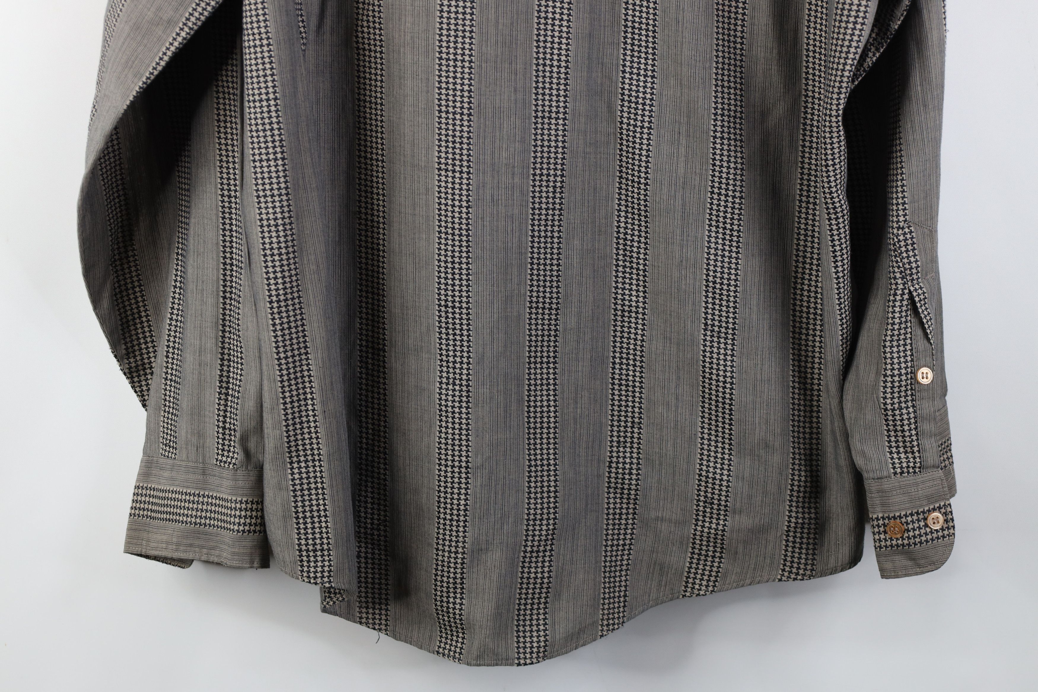 Vintage Vintage 90s Streetwear Houndstooth Band Collar Button Shirt Size US L / EU 52-54 / 3 - 10 Thumbnail