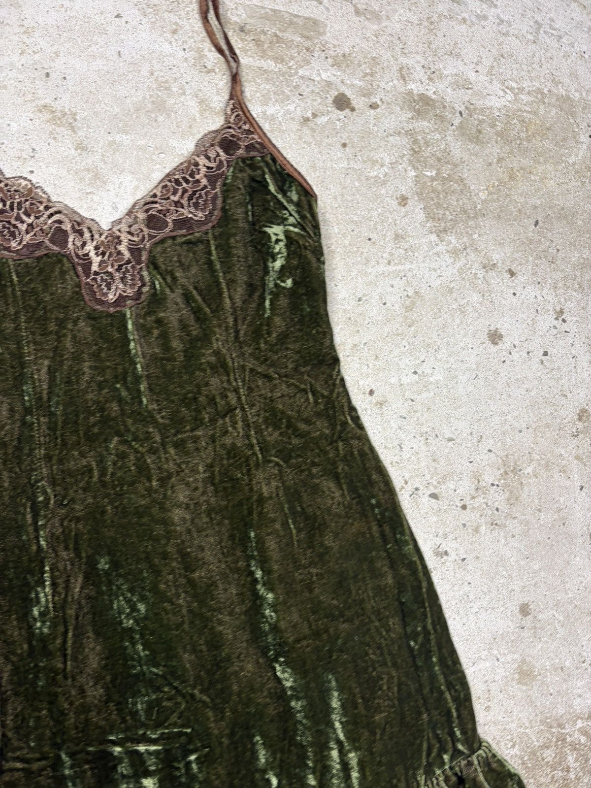 Dolce & Gabbana Vintage 2006 Dolce & Gabbana Velvet Green Mini Dress Lace Size M / US 6-8 / IT 42-44 - 11 Thumbnail