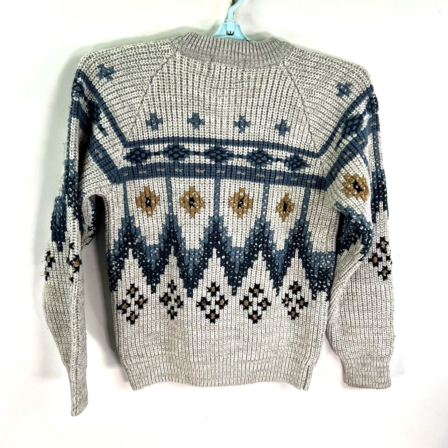 Vintage VINTAGE Le Chevron Acrylic Sweater Mens Size S Crew Neck Fair Isle Geometric Blue 80s 90s Bohemian Size US S / EU 44-46 / 1 - 6 Thumbnail