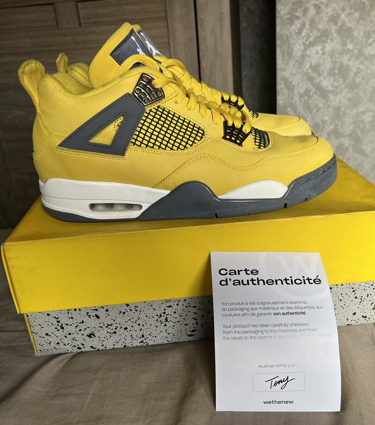 image of Jordan Brand 4 Yellow Lightning Shoes, Men's (Size 13)