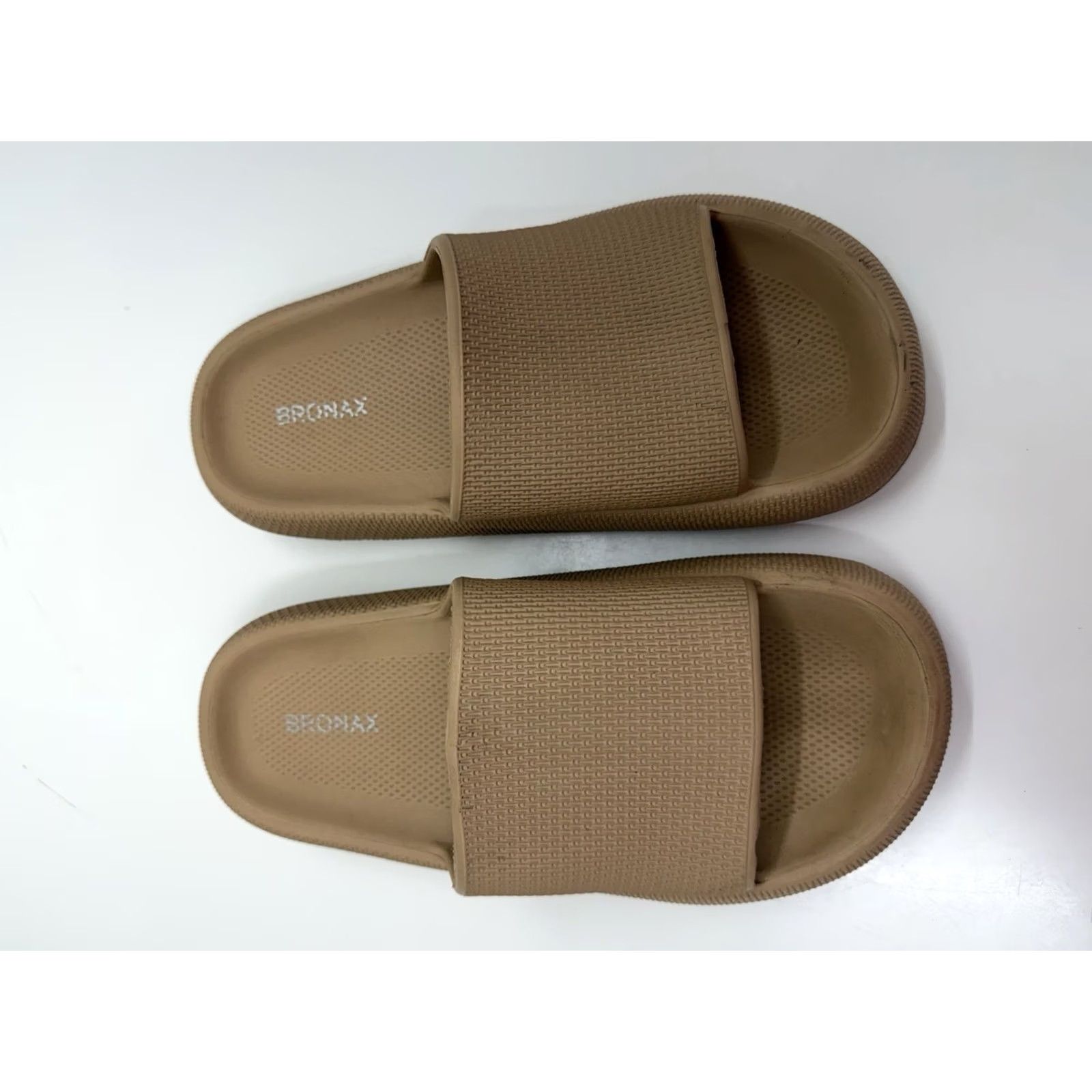 Vintage Bronax Womens Sandals Cloud Slippers Slip-On Foam Tan 9/10 White Logo Sports Slip-On Womens Size US 8 / IT 38 - 6 Thumbnail