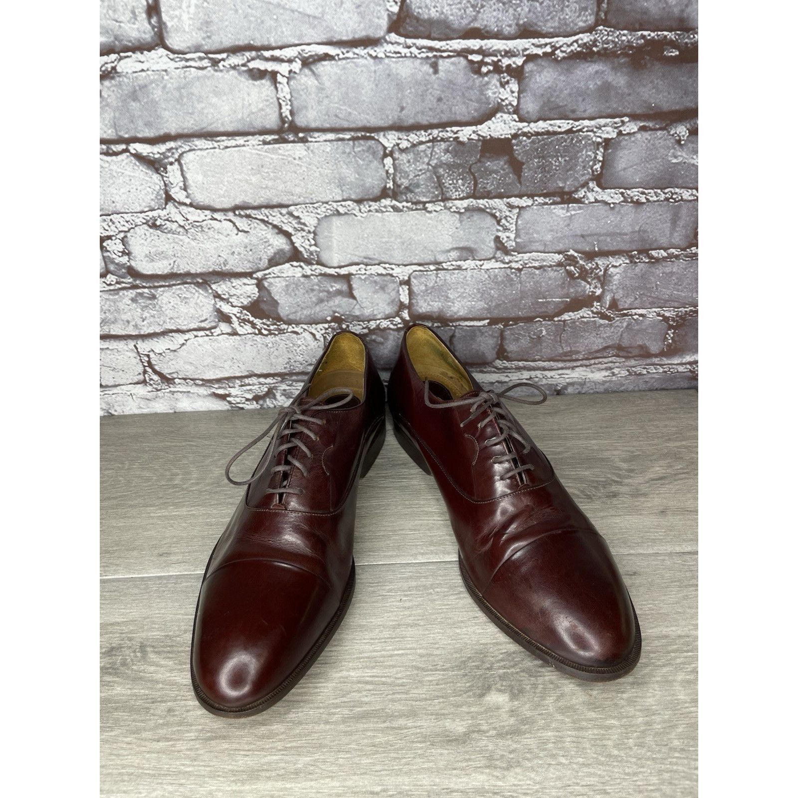 HARAGO Paragon Brown Leather Cap Toe Handmade Oxfords Lace Up Shoes Size US 11 / EU 44 - 10 Thumbnail