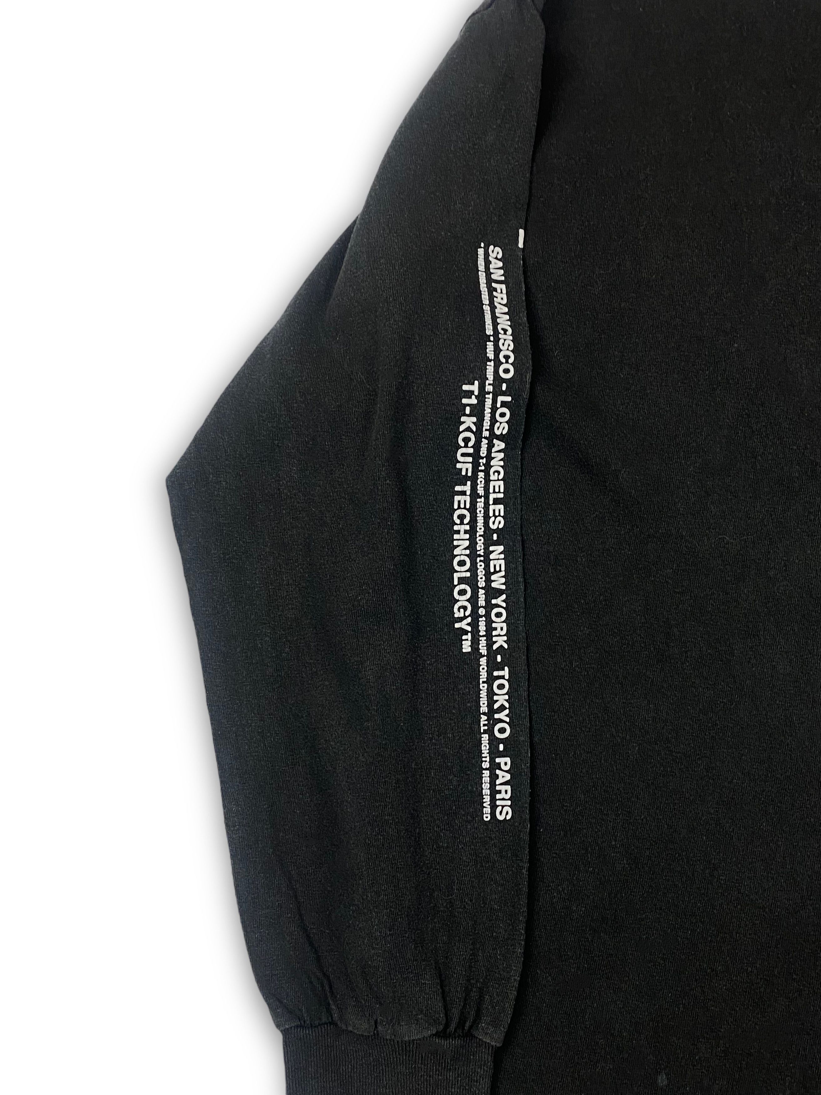 Huf Vintage HUF Distressed Black Faded Big Logo Longsleeve M546 Size US M / EU 48-50 / 2 - 6 Thumbnail