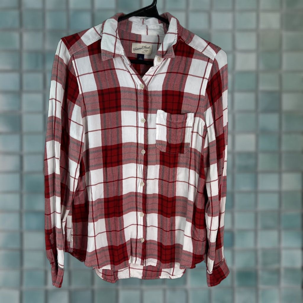 Vintage Universal Thread Goods Co. Womens Shirt Size S Red Plaid Collared Long Sleeves Size S / US 4 / IT 40 - 1 Thumbnail