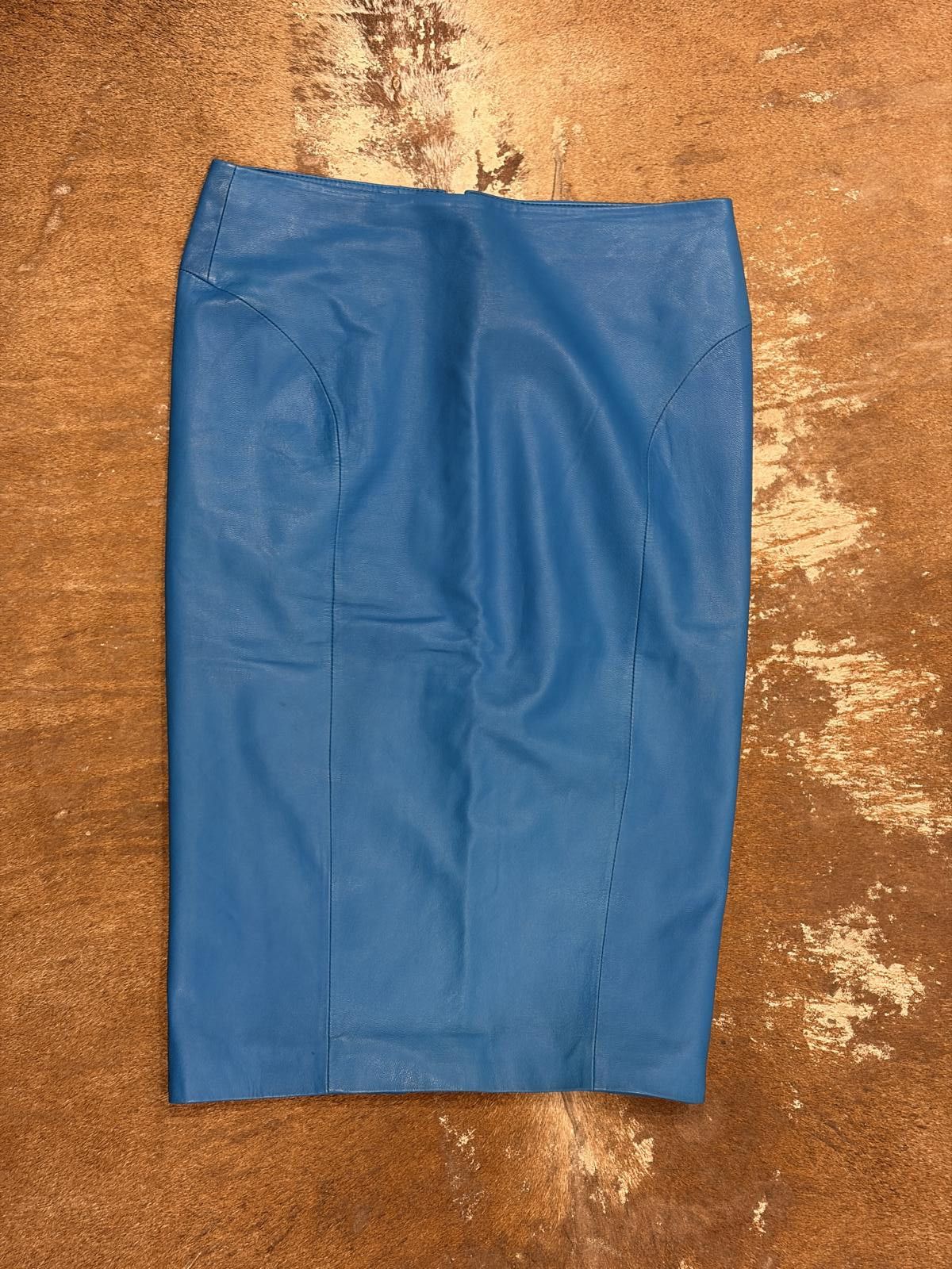 Other By Malene Birger Sky Blue Leather Pencil Skirt Size 26" / US 2 / IT 38 - 1 Thumbnail