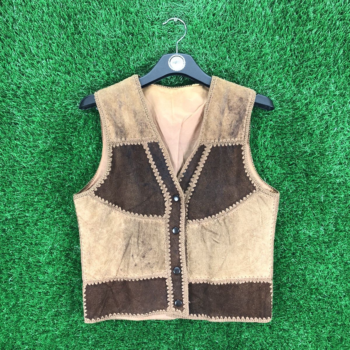 Vintage Vintage 80's Suede Leather Patchwork Vest Size US XS / EU 42 / 0 - 1 Thumbnail