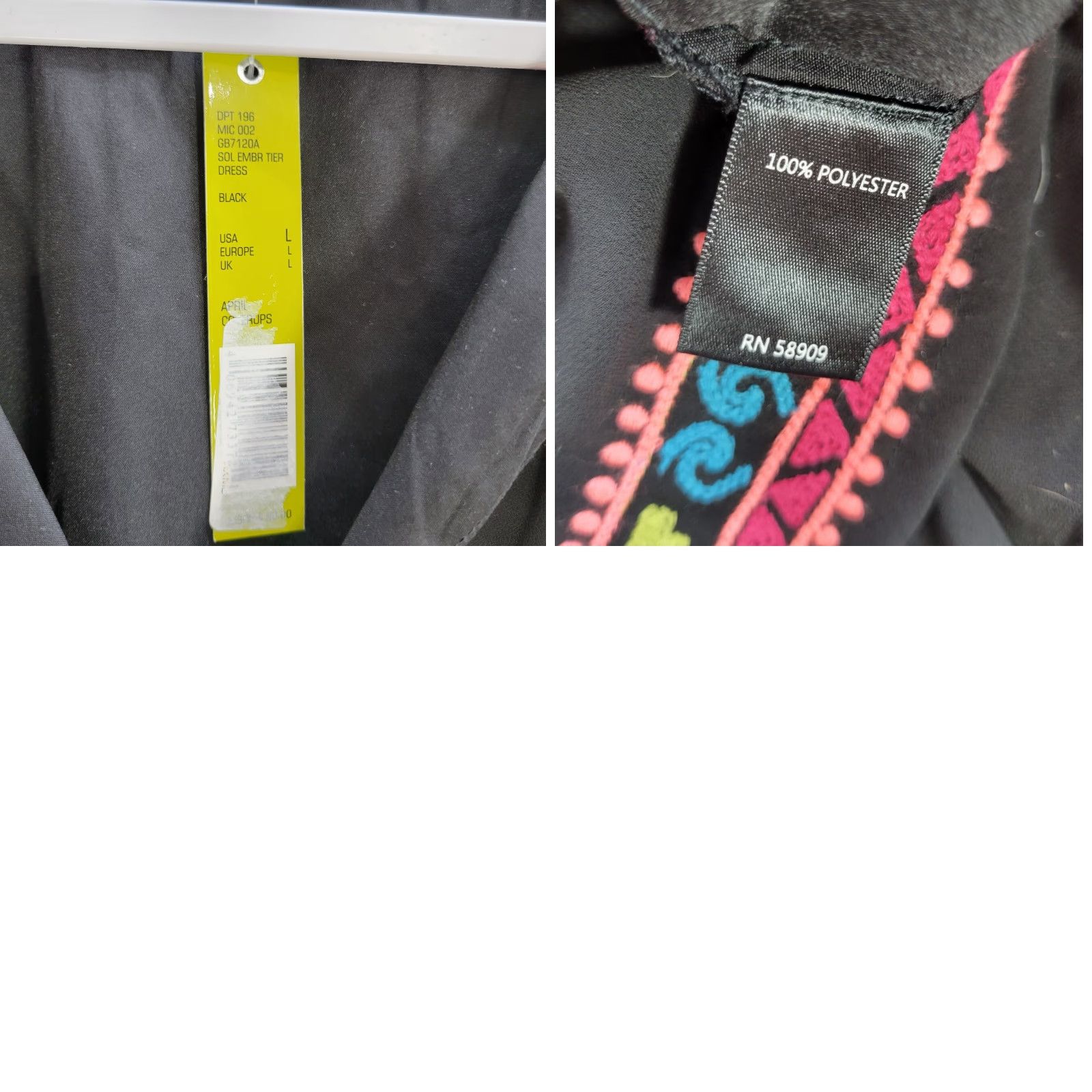 Vintage Gianni Bini Black Embroidered Layered Shift Dress Sleeveless L NWT Boho Polyester Dress Women's Shift Embroidered Gianni Bini Black Sleeveless NWT Size L / US 10 / IT 46 - 8 Thumbnail