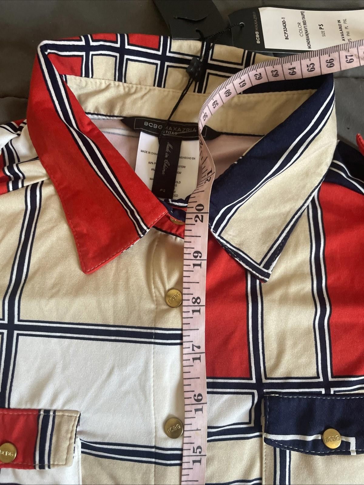 Bcbgmaxazria BCBG Maxazria Mondrian Women’s Shirt (S) Gold Snaps Size S / US 4 / IT 40 - 3 Thumbnail