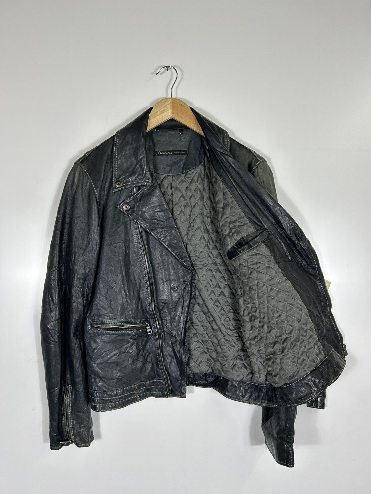 Beams Japan 🔥Beams Japan Leather Riders Double Collar Jacket Size US L / EU 52-54 / 3 - 11 Thumbnail