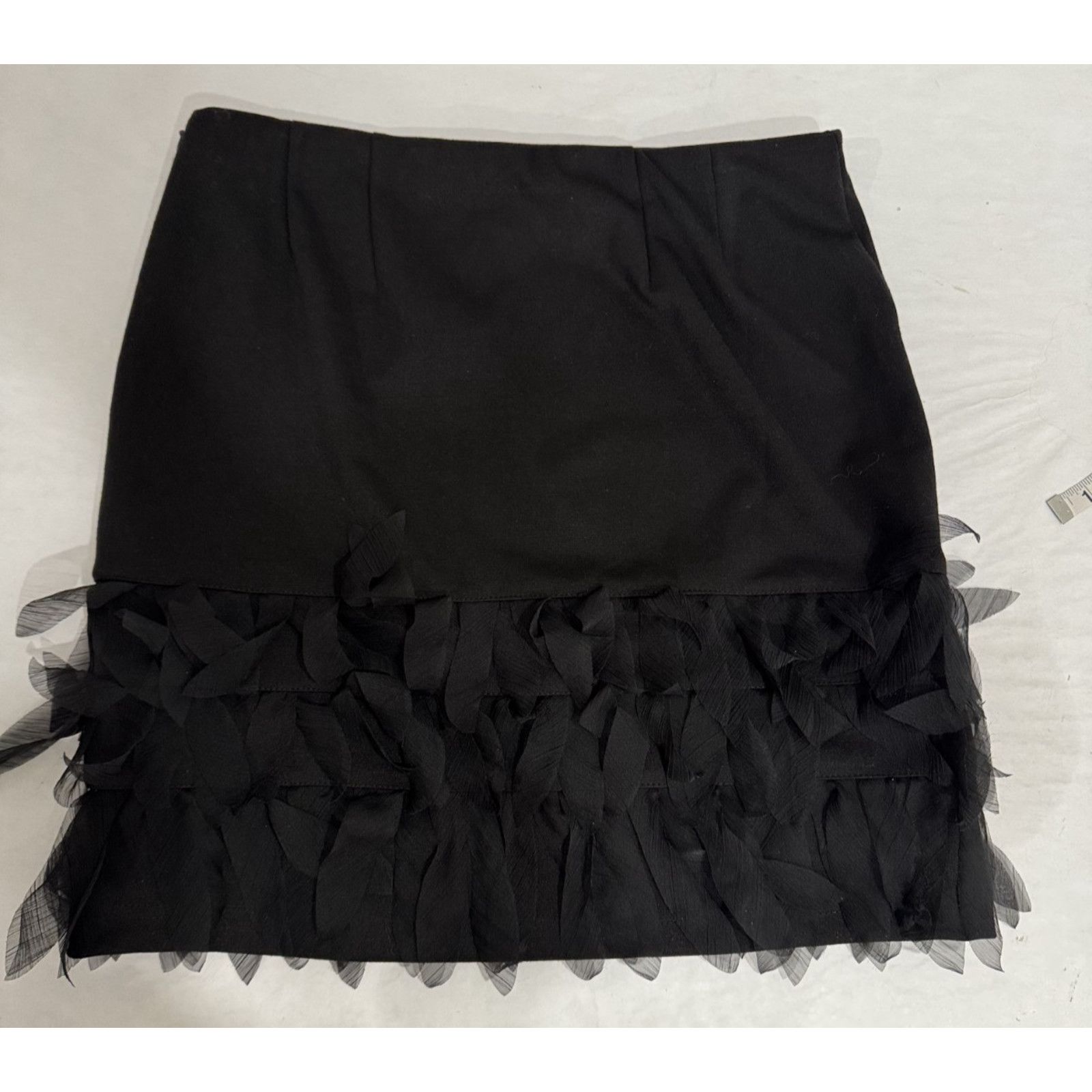 Ann Taylor Whimsigoth Ann Taylor Skirt Sz 6 Ruffle Fringe Sheer Black Size 28" / US 6 / IT 42 - 4 Thumbnail