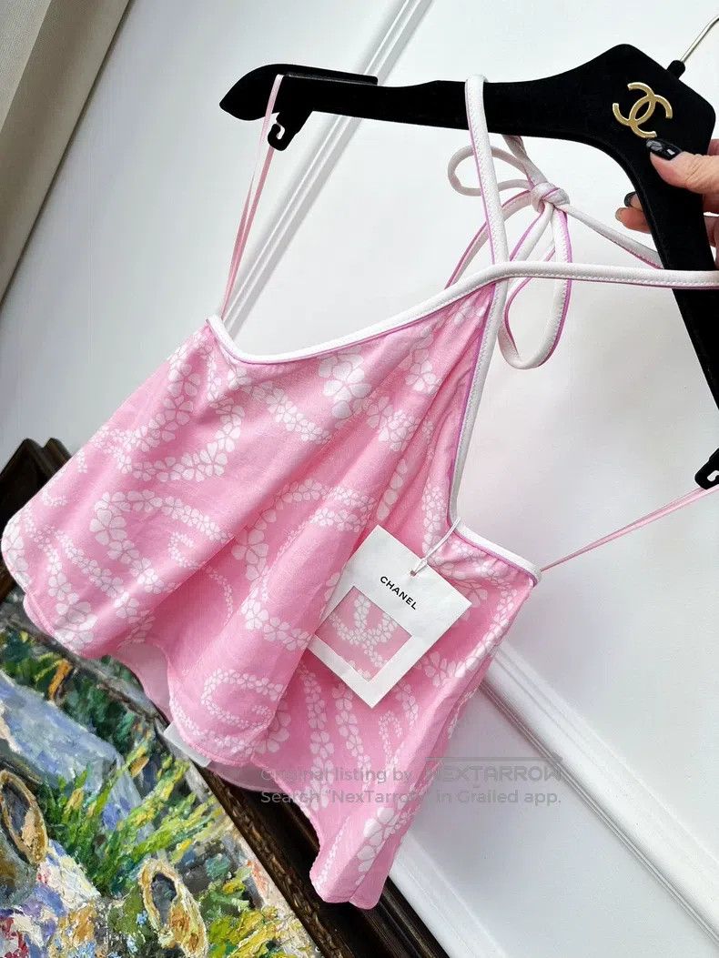 Chanel Chanel Pink printed hanging neck strap vest Size XS / US 0-2 / IT 36-38 - 1 Thumbnail
