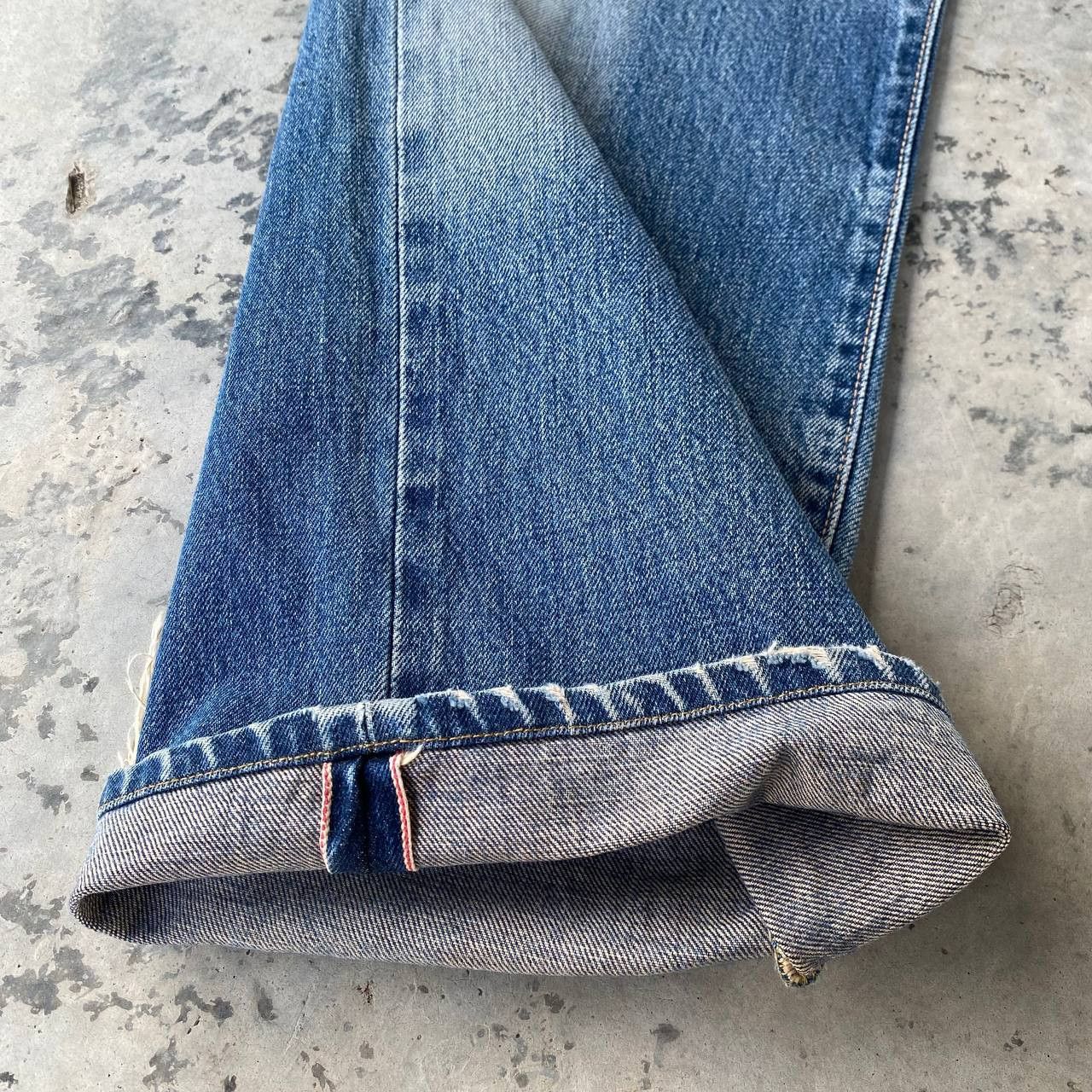 Edwin VTG 90S EDWIN 505 REDLINE GRUNGE BLUEWASH DISTRESSED DENIM Size US 29 - 5 Thumbnail