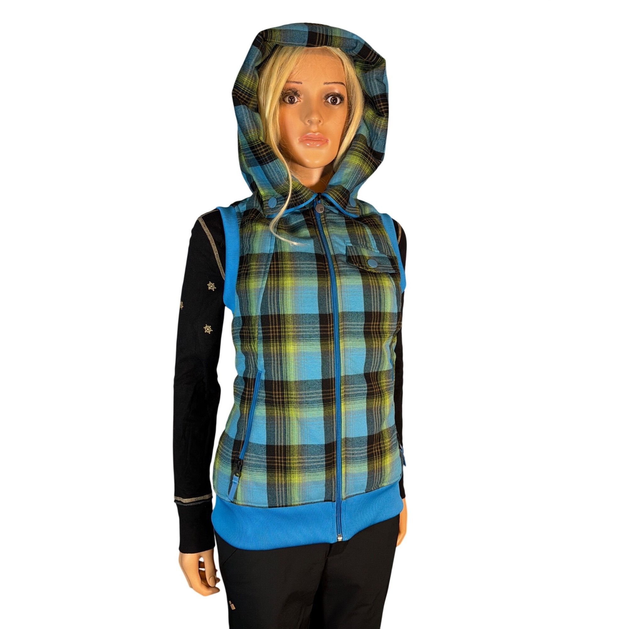 Burton Burton Dryride Vest Women’s S Blue Green Plaid Zip Up Hoodie Size S / US 4 / IT 40 - 2 Thumbnail