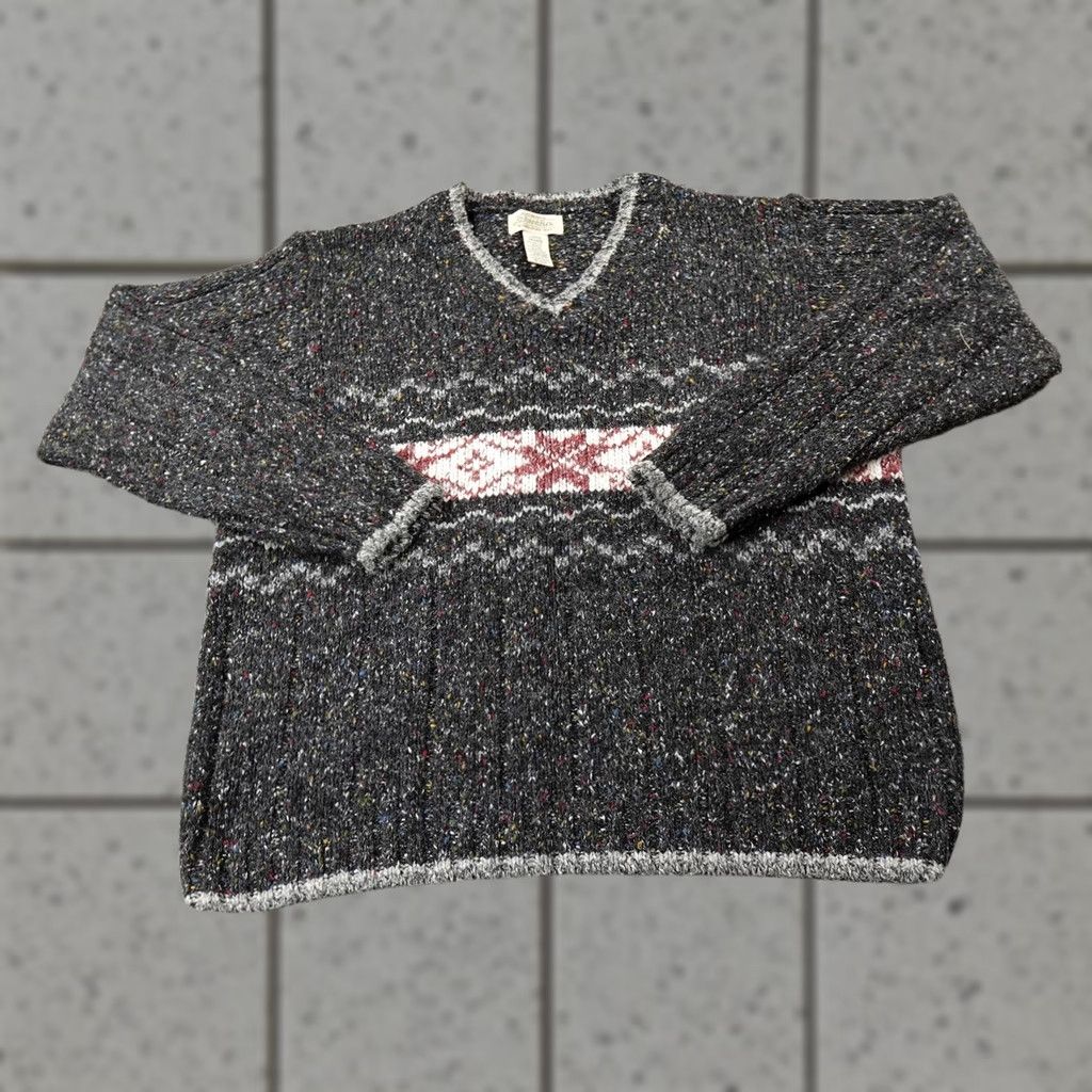 Vintage VINTAGE St Johns Bay Sweater Mens L Gray Fair Isle V-Neck Pullover Knit Size US L / EU 52-54 / 3 - 1 Thumbnail