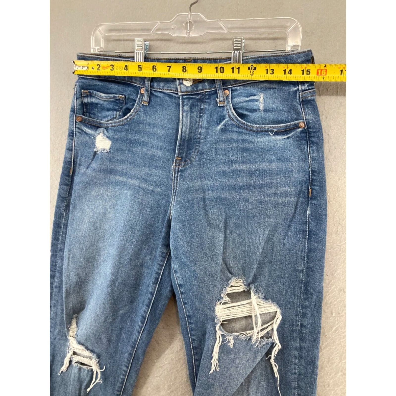 Express Express Wide Leg Jeans 6 High Rise Relaxed Fit Blue Distressed 90s Womens Size 28" / US 6 / IT 42 - 2 Thumbnail