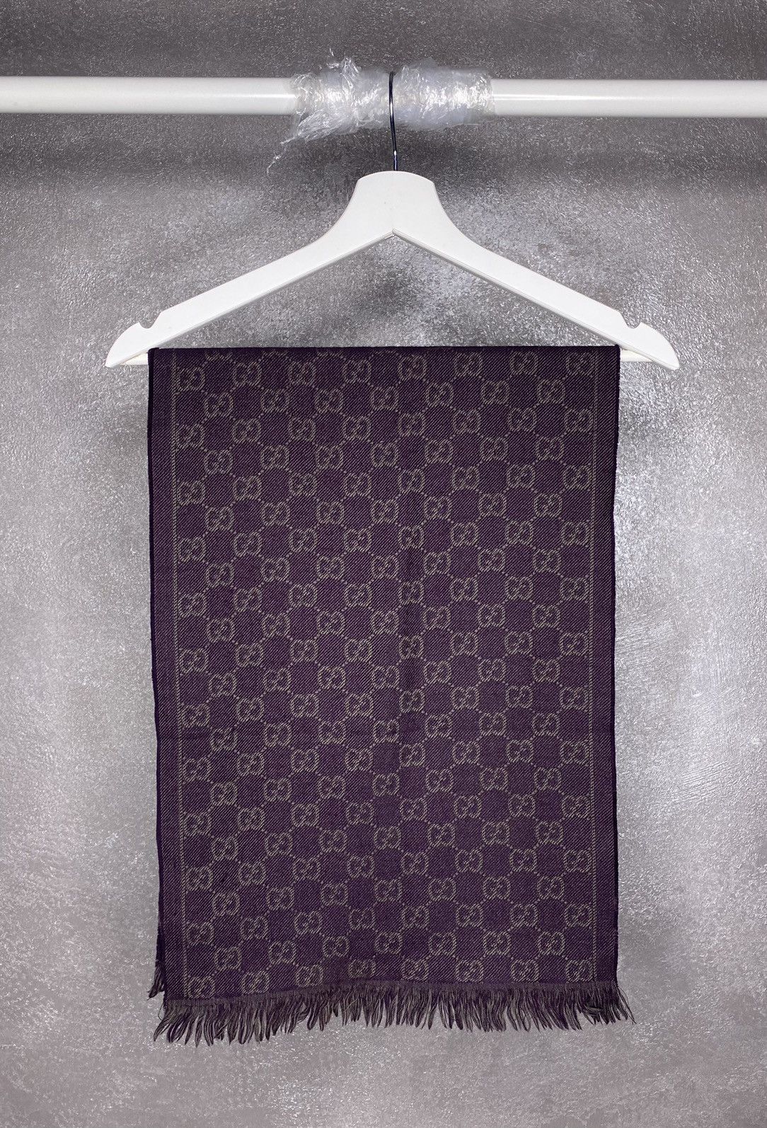 Gucci Gucci GG Monogram Wool Scarf Reversible Two Sides Purple Size ONE SIZE - 1 Thumbnail