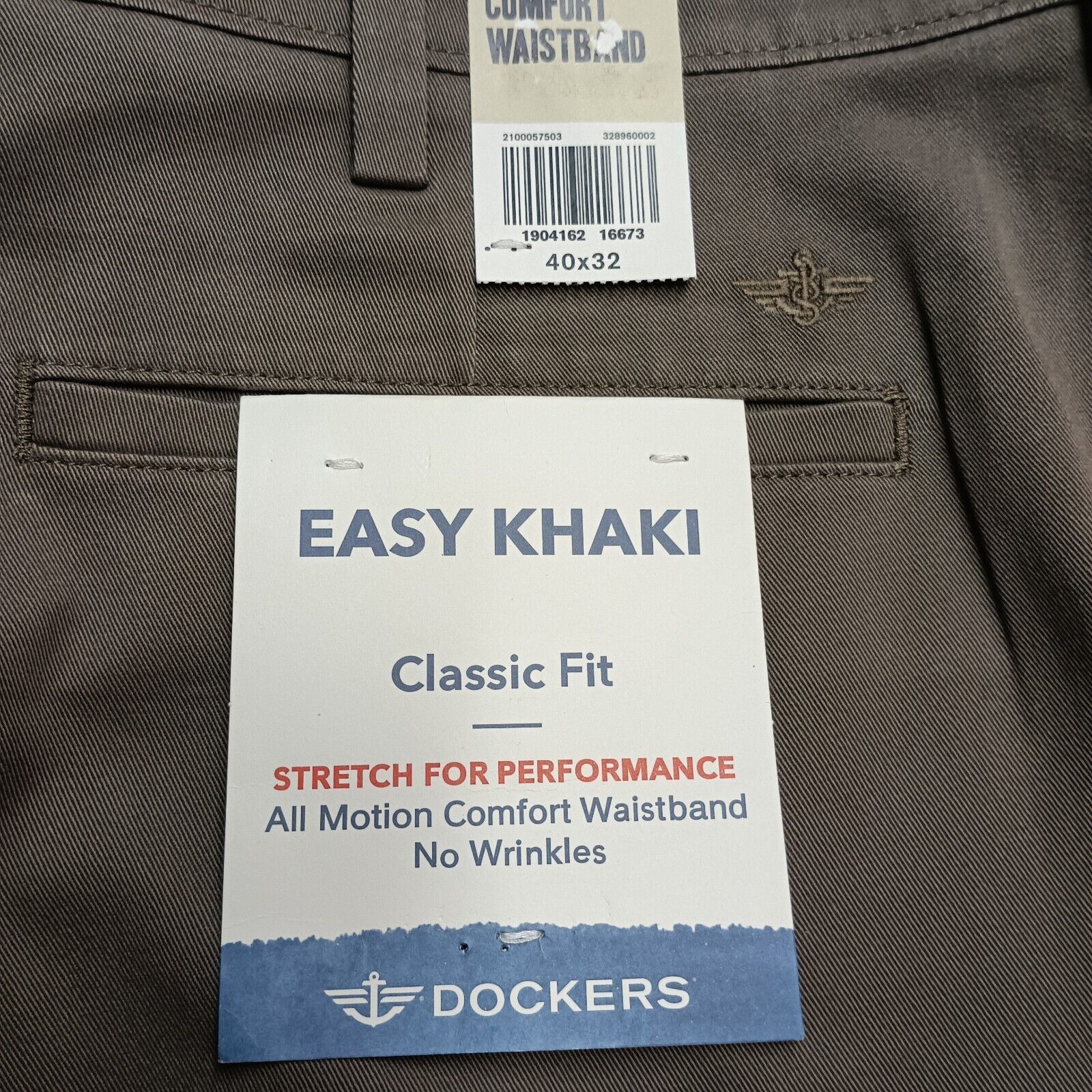 Dockers Dockers Easy Khakis Pants Men's 40x32 Gray Classic Fit Size US 40 / EU 56 - 2 Thumbnail