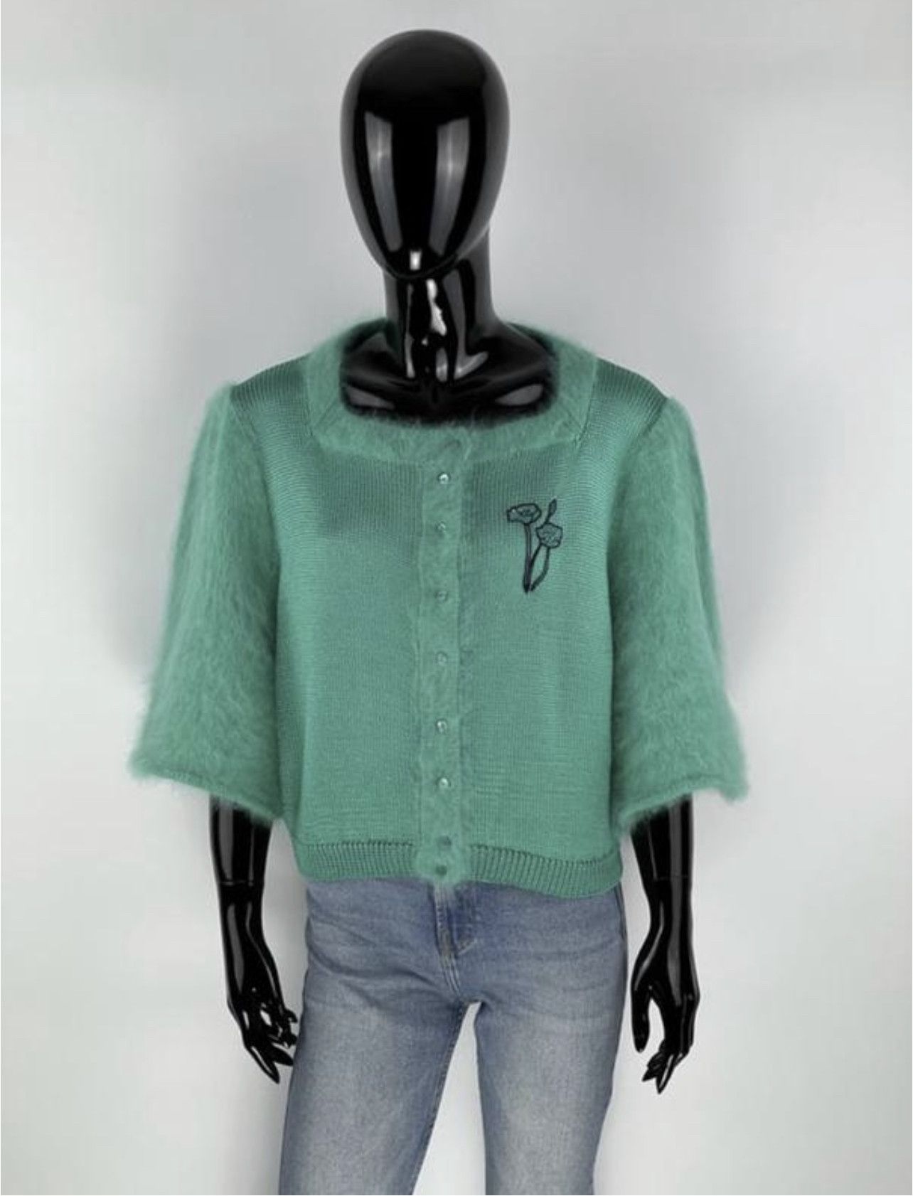 Handmade × Vintage Vintage Kornelia Frings Silk Angora Cropped Cardigan Size M Size M / US 6-8 / IT 42-44 - 1 Thumbnail