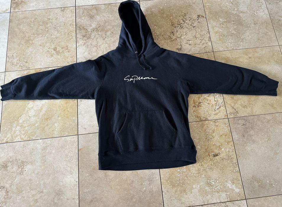 Supreme script outlet hoodie