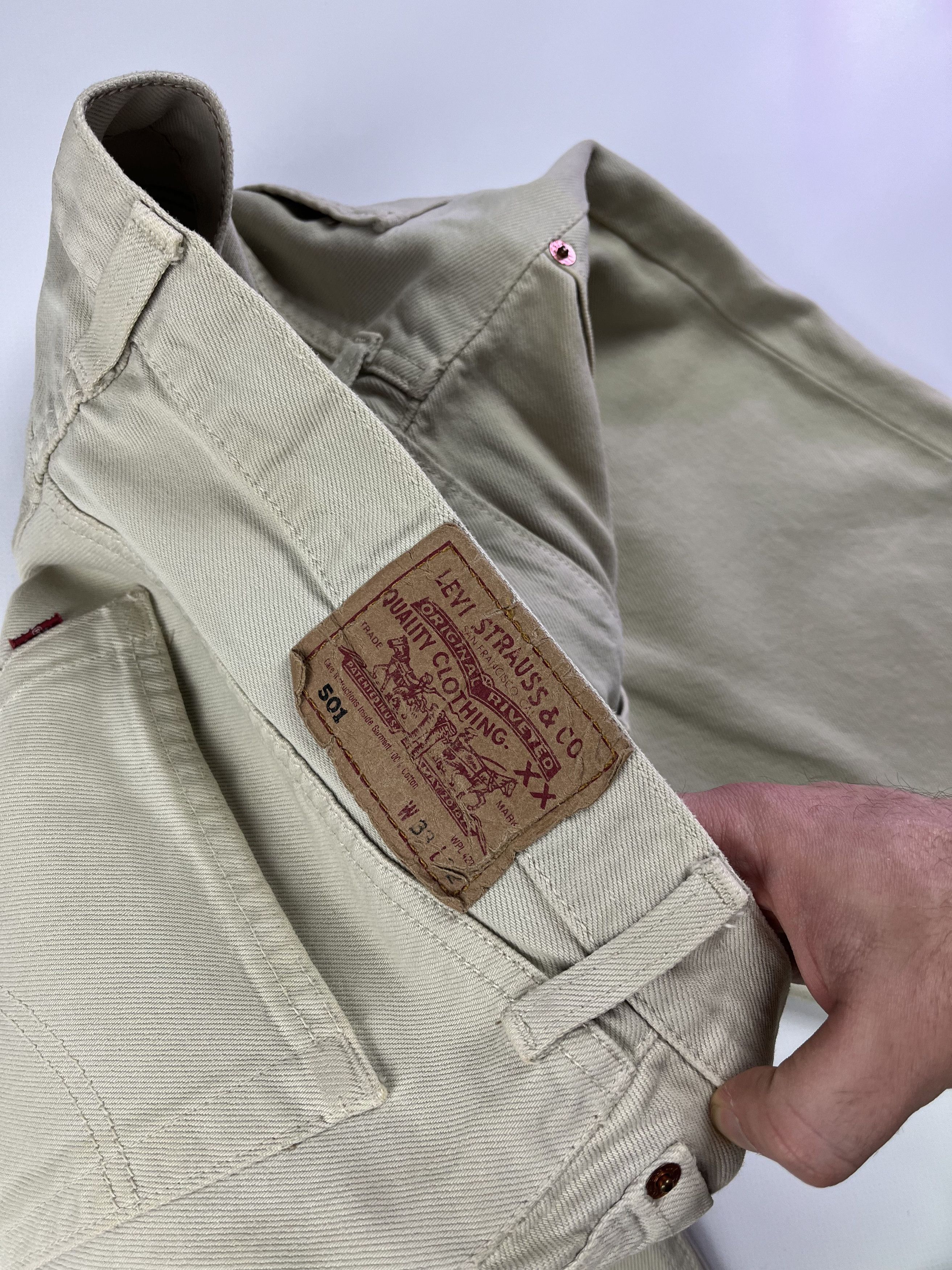 Levi's × Vintage 00s LEVIS 501 Vintage Cream Jean Size US 33 - 3 Thumbnail