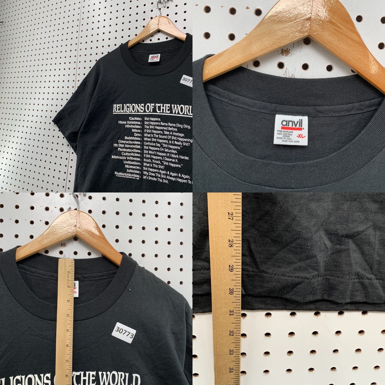 Anvil VINTAGE Anvil T-Shirt Black Mens L N/A Single Stitch Made USA 22X31 Funny Religions Rasta Shirt Size US L / EU 52-54 / 3 - 8 Thumbnail