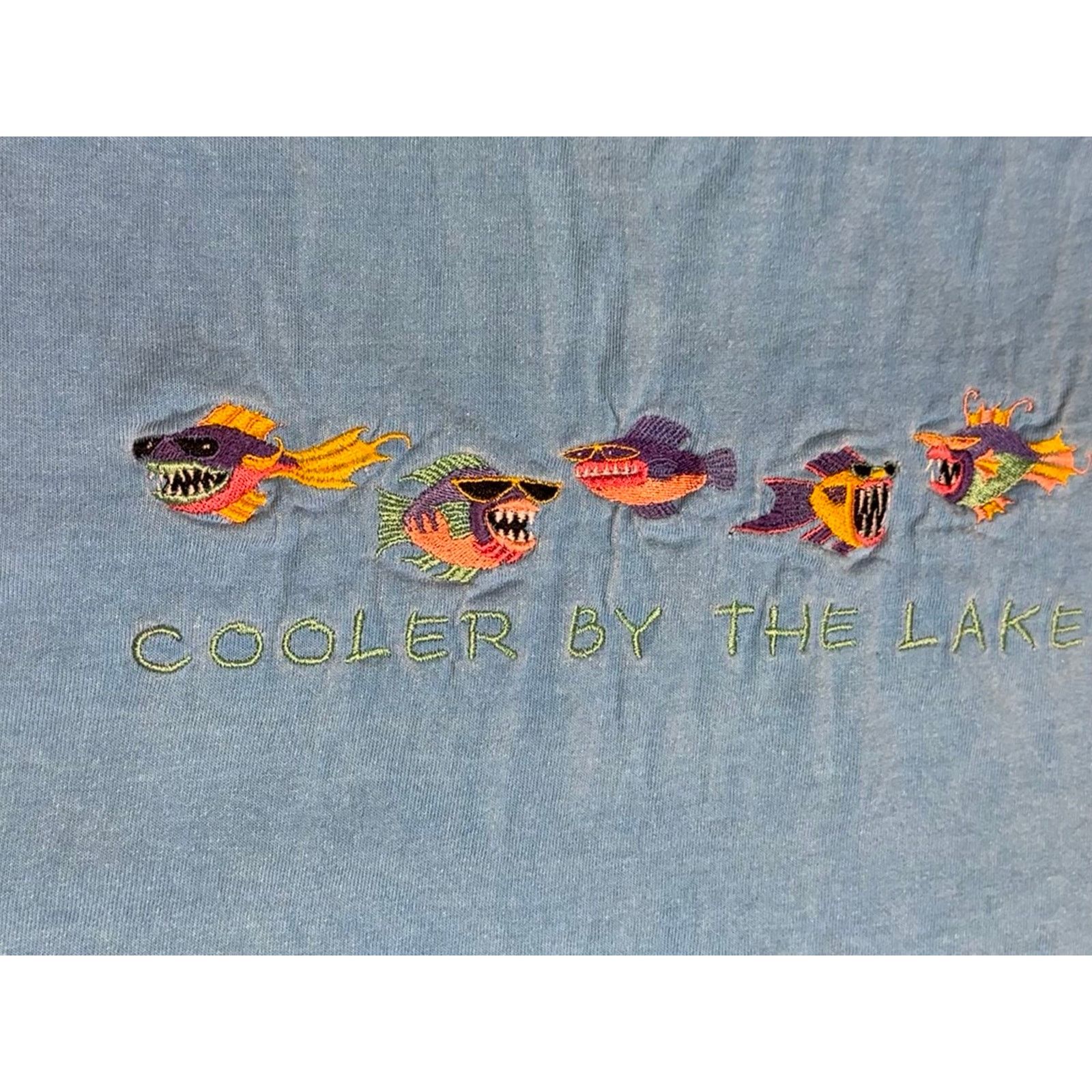 Gildan Vintage Cooler By The Lake Piranha Embroidered Shirt Size XL Size US XL / EU 56 / 4 - 6 Thumbnail